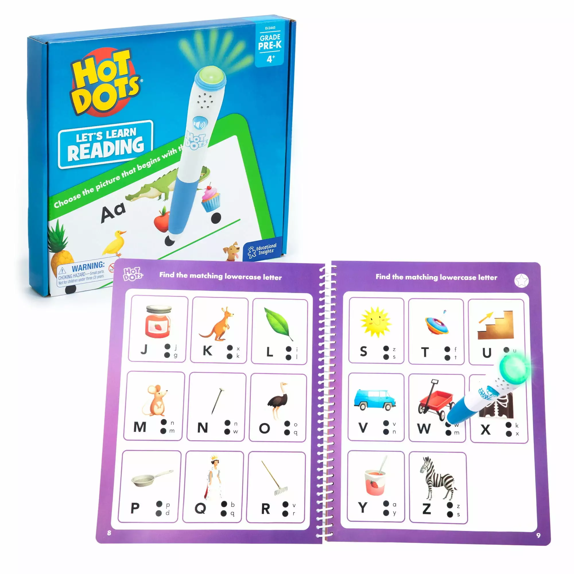 Educational Insights Hot Dots Let's Learn Pre-K Reading. Learn to Read Preschool Workbook with Interactive Pen. Ages 3+