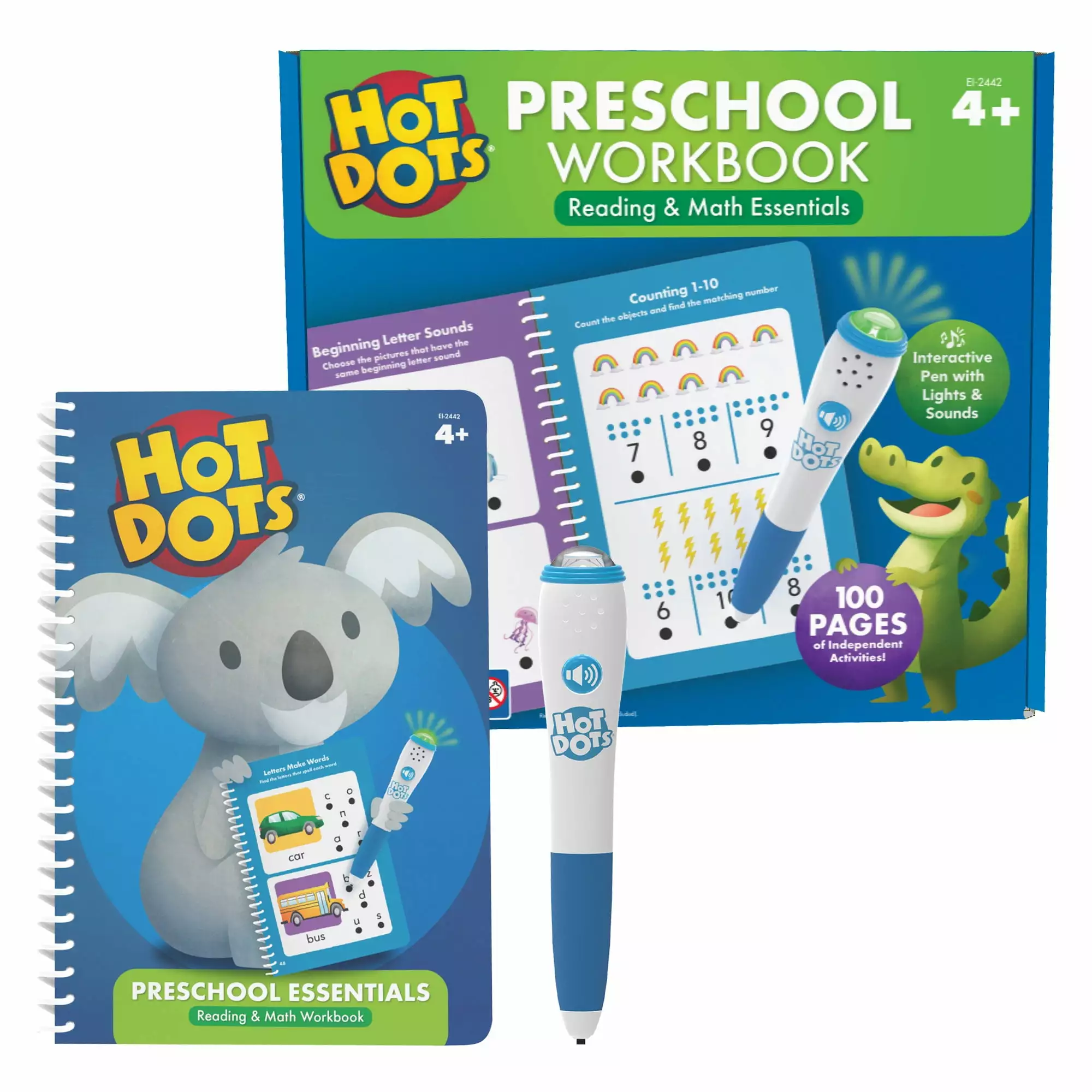 Educational Insights Hot Dots Preschool Interactive Math & Reading Workbook Set. Ages 4+