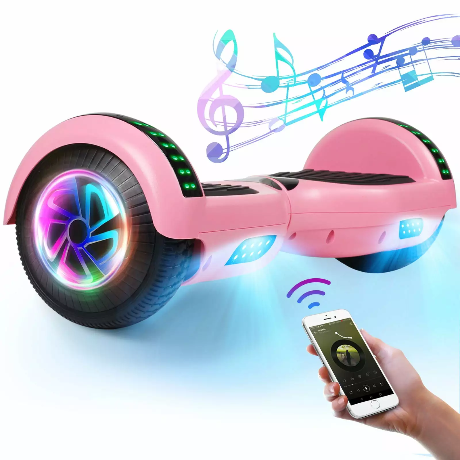 Electric Hoverboard for Girls with Bluetooth 6.5 Flashing LED Wheels Self Balancing Scooter. 200 lb Weight Limit. Pink