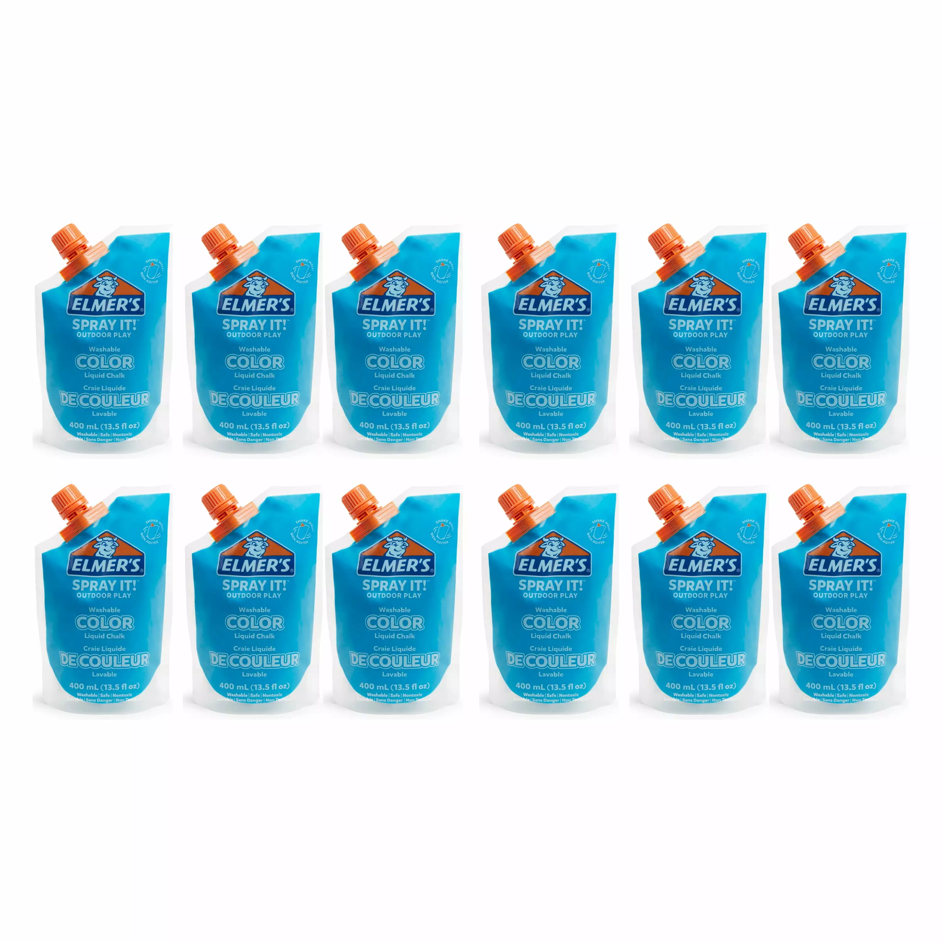 Elmer's Spray It! Outdoor Play Washable Liquid Chalk Refill Pouch. Blue. Case of 12