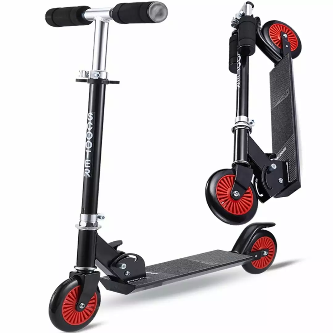 Kids Scooter. Folding Scooter with Adjustable Handlebar. Black Lightweight Aluminum Scooter with Rear Brake. Kick Scooter for Kids Boys Girls 5 Years Old and up. Fully Assembled. Load up to 220 lbs