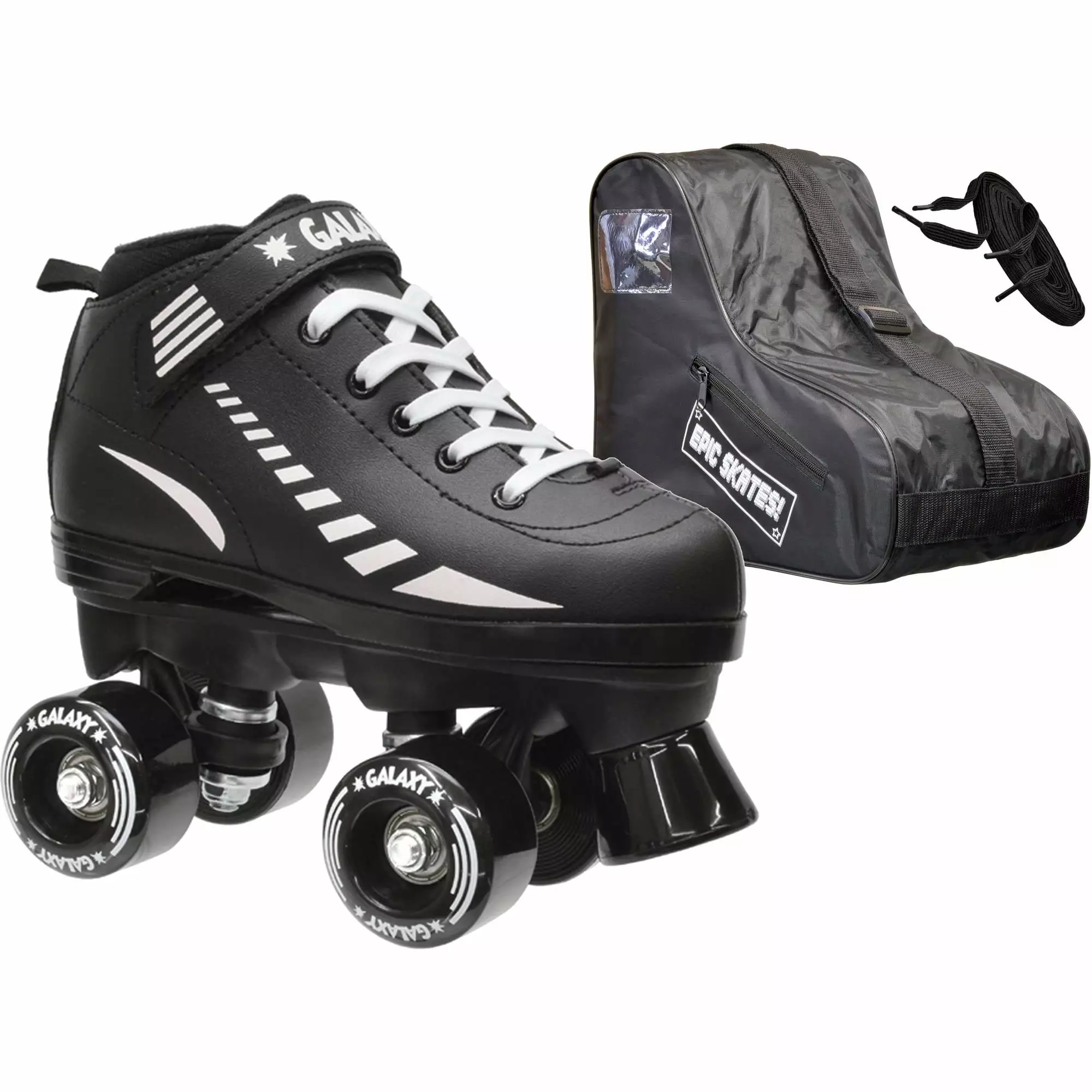 Epic Galaxy Elite Black Quad Roller Skates Package - Juvenile 10