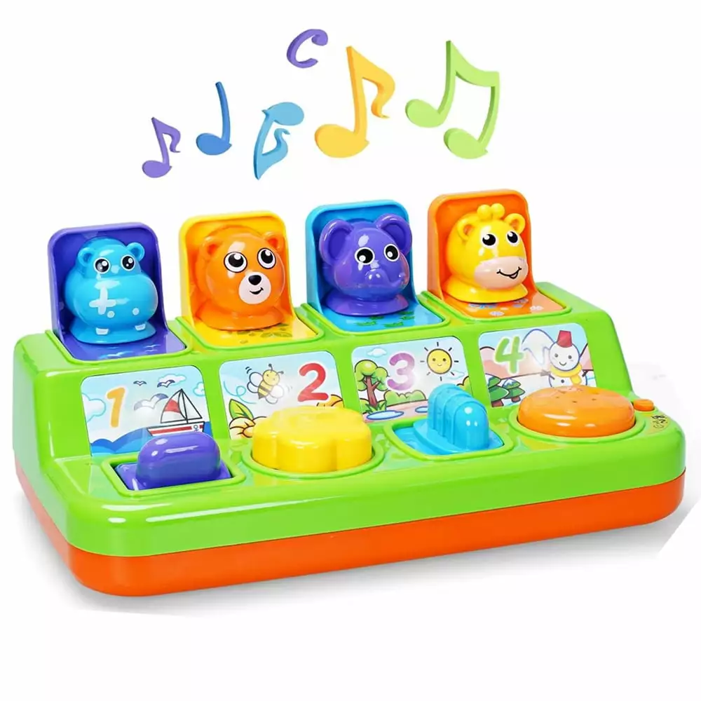 FS Pop Up Animal Toys with Light and Music. Cause and Effect Toys for Baby 6 to 12 Months Boys and Girls Gift for Infant