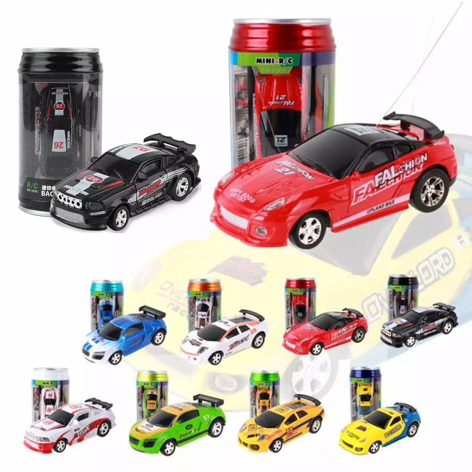 Fairnull Creative Coke Can Mini Electric Remote Control Racing Car with Lights Kids Toy