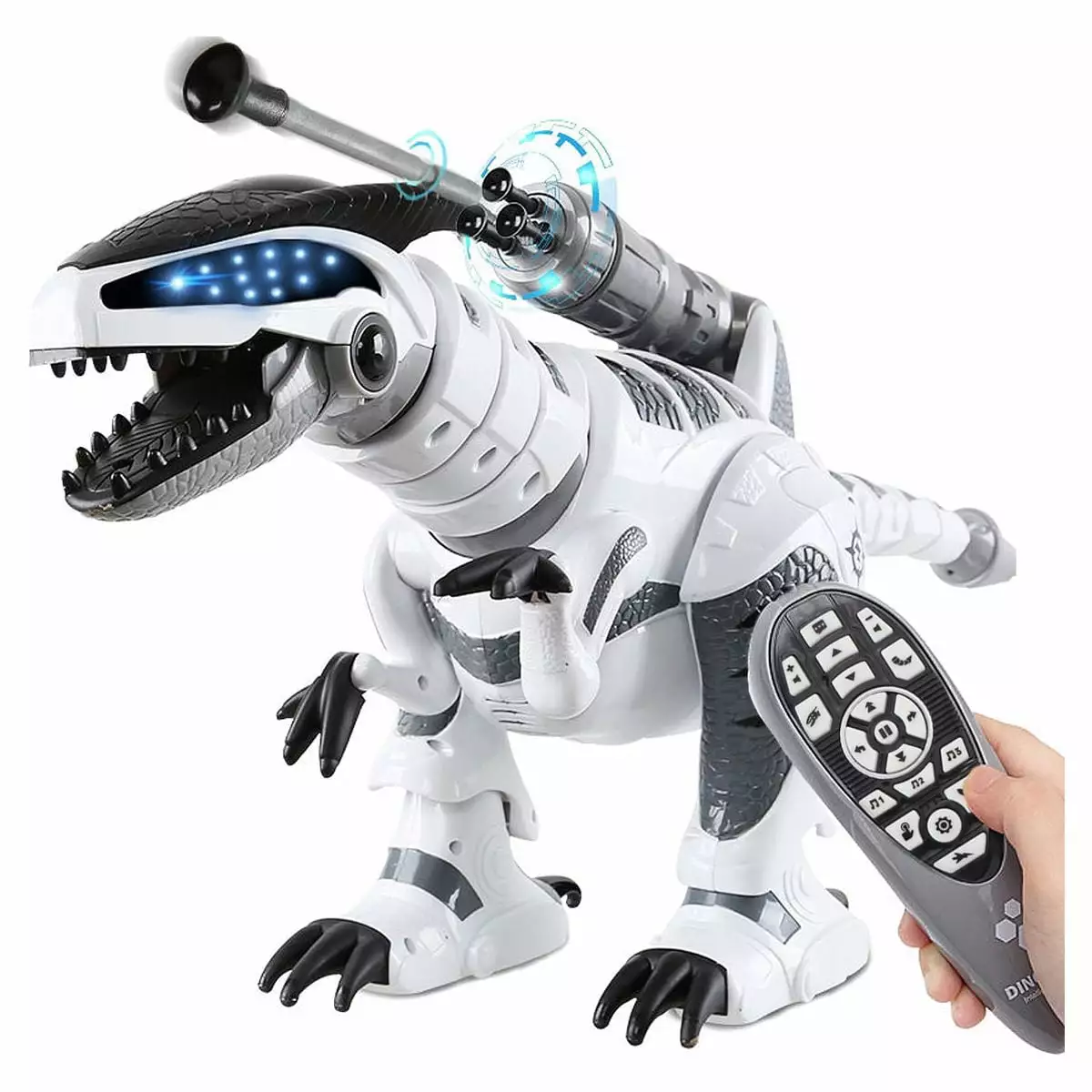 Fisca Intelligent Remote Control Shooting Darts Robot Dinosaur Toys for Kids. 11 Channel Programmable Touch Interactive War Robot