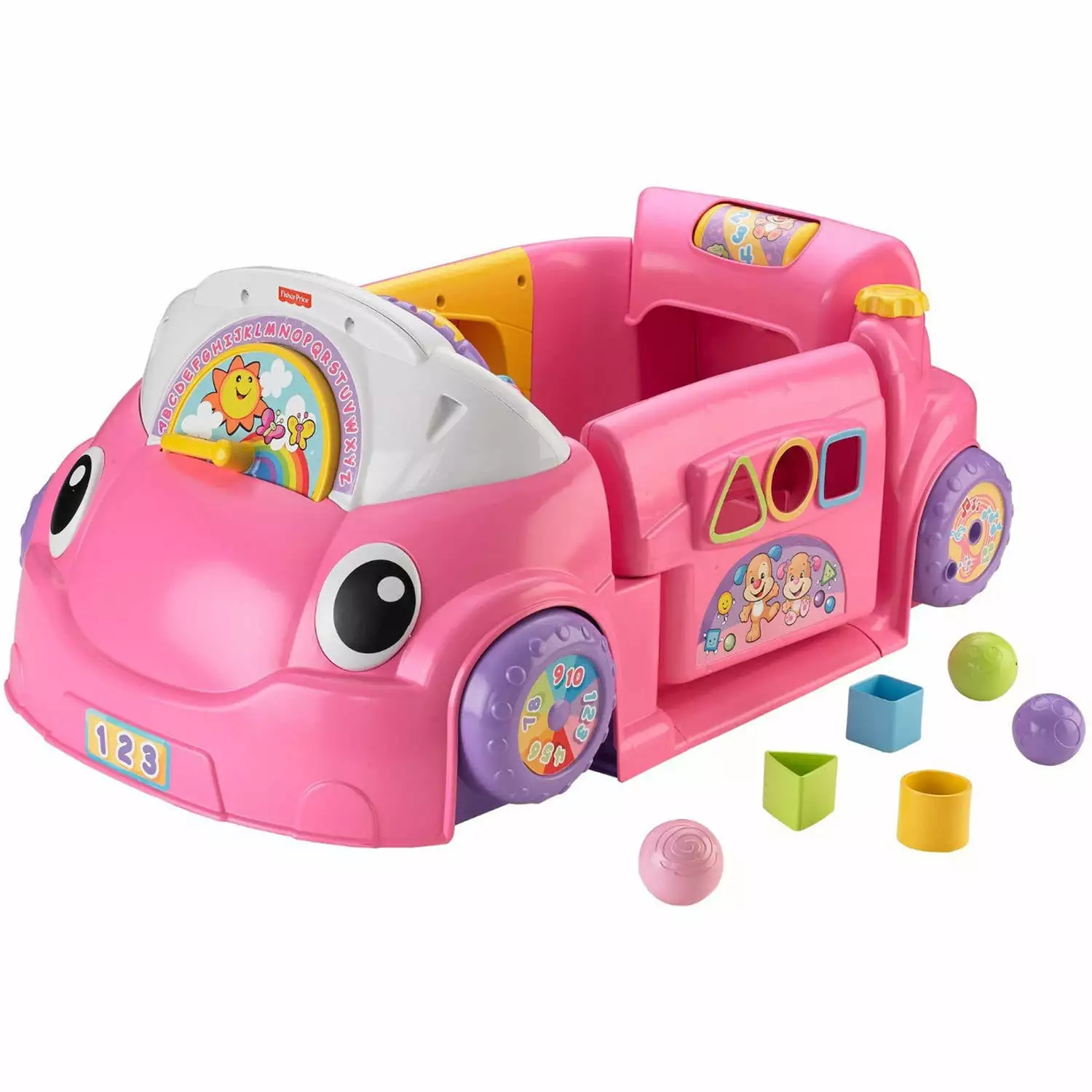 Fisher-Price Laugh & Learn Crawl Around Car. Electronic Learning Toy Activity Center for Baby. Pink