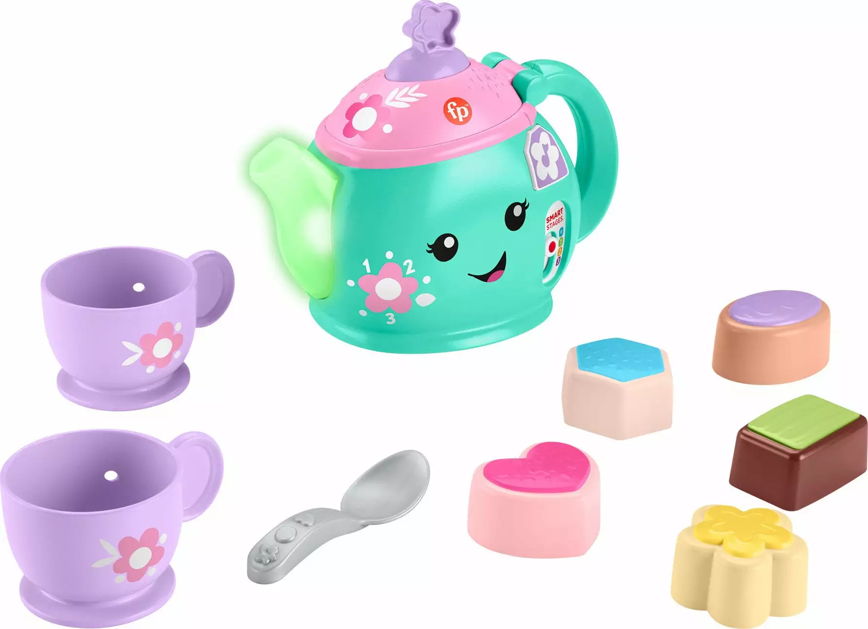 Fisher-Price Laugh & Learn Time for Tea Set. Interactive Toddler Learning Toy. 9 Pieces