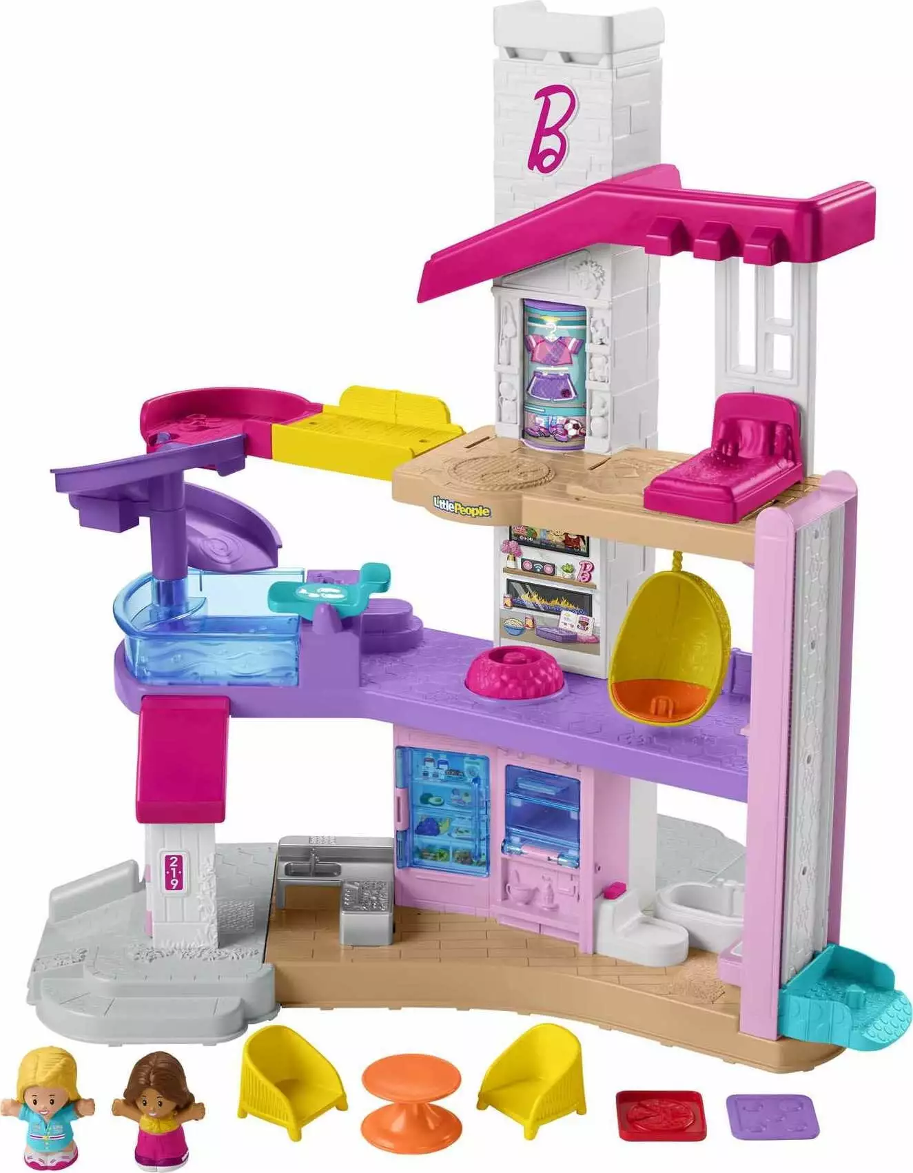 Fisher-Price Little People Barbie Little DreamHouse Toddler Playset with Music & Lights. 7 Pieces