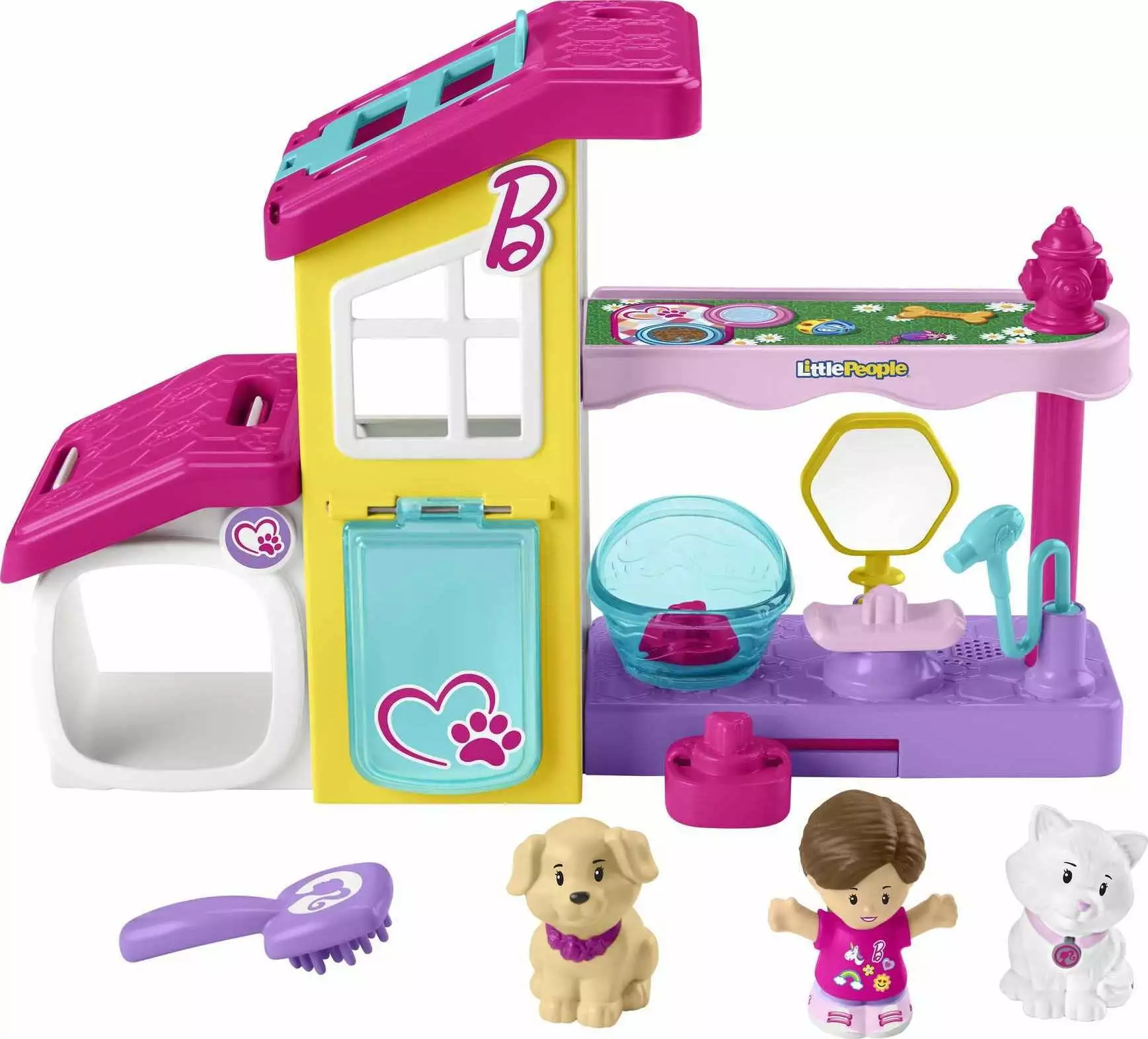 Fisher-Price Little People Barbie Play and Care Pet Spa Musical Toddler Playset. 4 Pieces