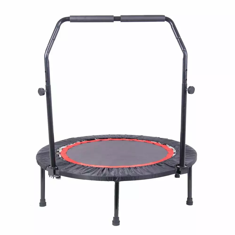 Funnytoys 40 Inch Mini Exercise Trampoline for Adults or Kids - Indoor Fitness Safety Jump Pad. Max Load 300LBS. Black