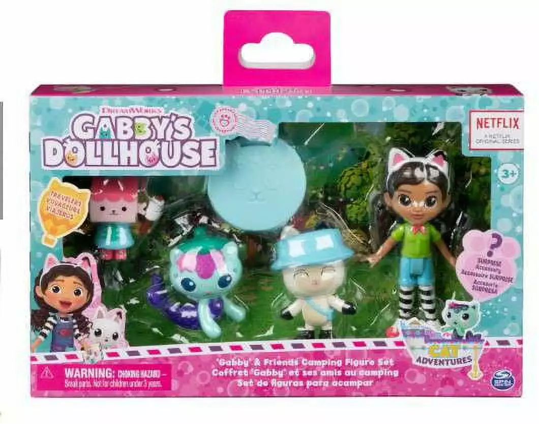 Gabby's Dollhouse Campfire with Gabby Girl. pandy Paws. Baby Box and Mercat Pack