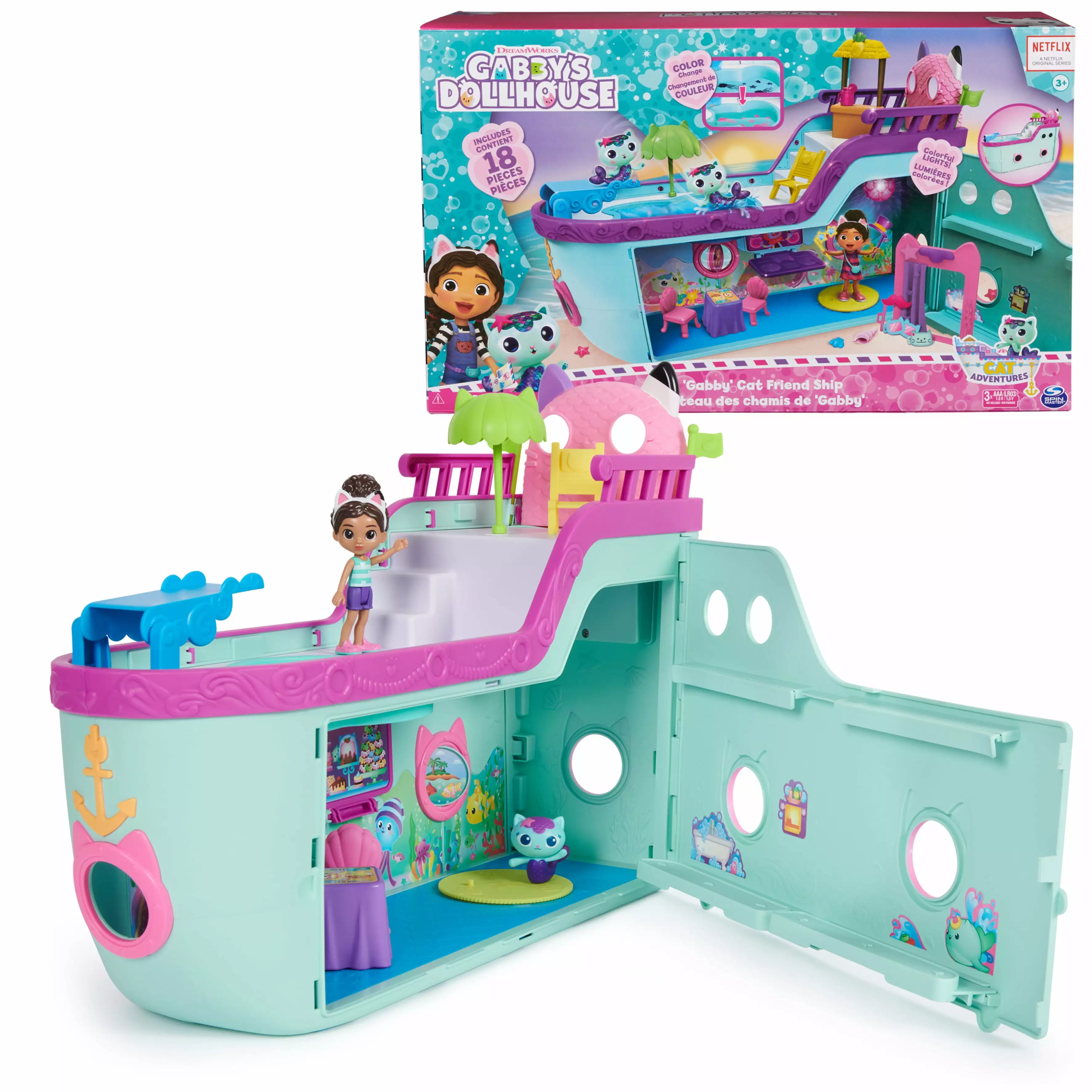 Gabby's Dollhouse. Gabby Cat Friend Ship Cruise Ship Toy Vehicle Playset. for Kids age 3 and up