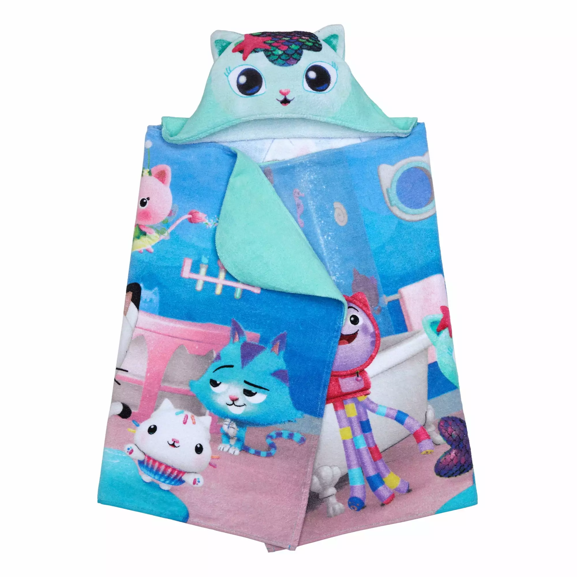 Gabby's Dollhouse Mercat Kids Cotton Hooded Towel