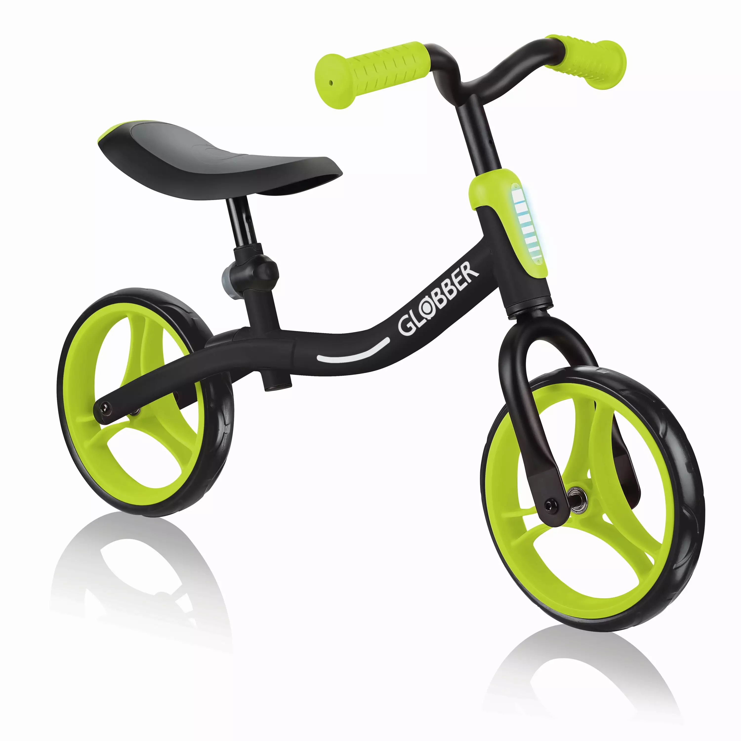 Globber GO BIKE Adjustable Balance Training Bike for Toddlers. Black & Green