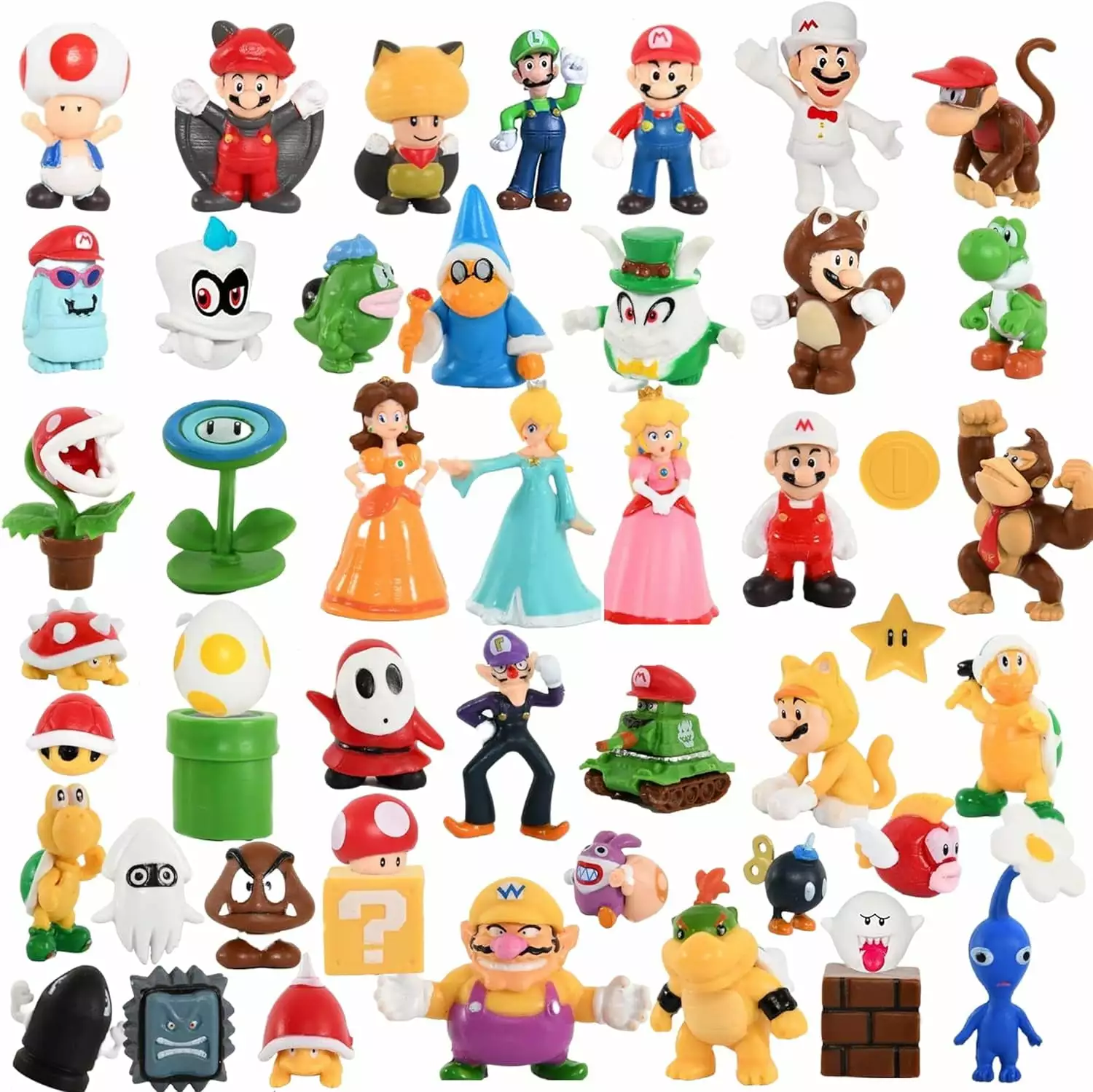 Guvpev 48 Pcs Mario Action Figures. 1-3 Mario Toys Super Mary Princess. Orangutan. Mushroom. Mario PVC Model Figurine Toys for Birthday. Halloween Gifts