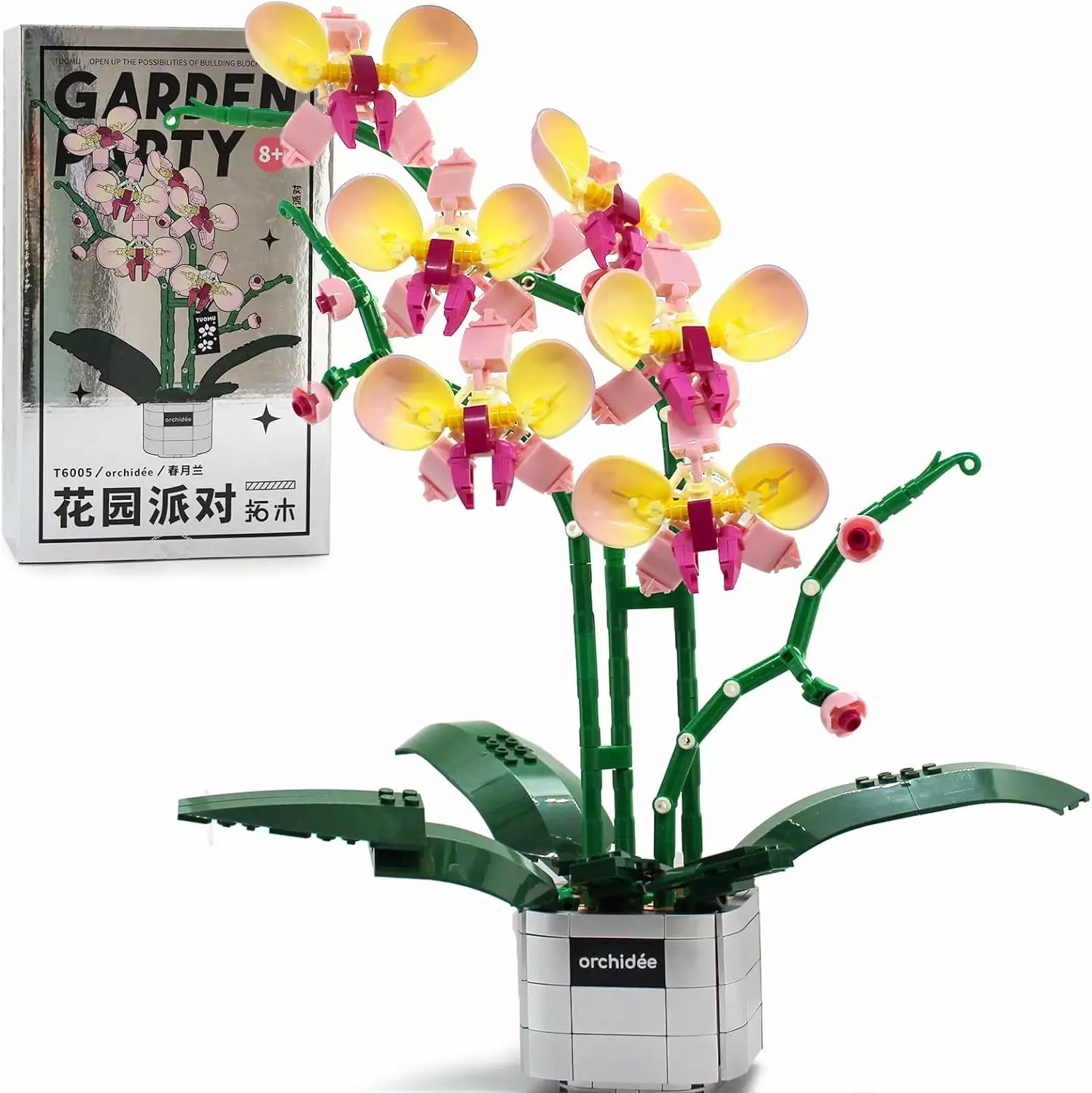 HANMUN Orchid Building Set. Flower Bonsai Building Kit. Botanical Collection. A Valentine's Day. Birthday Suitable for Adults. Children and The Elderly ( Phalaenopsis 543Pcs)