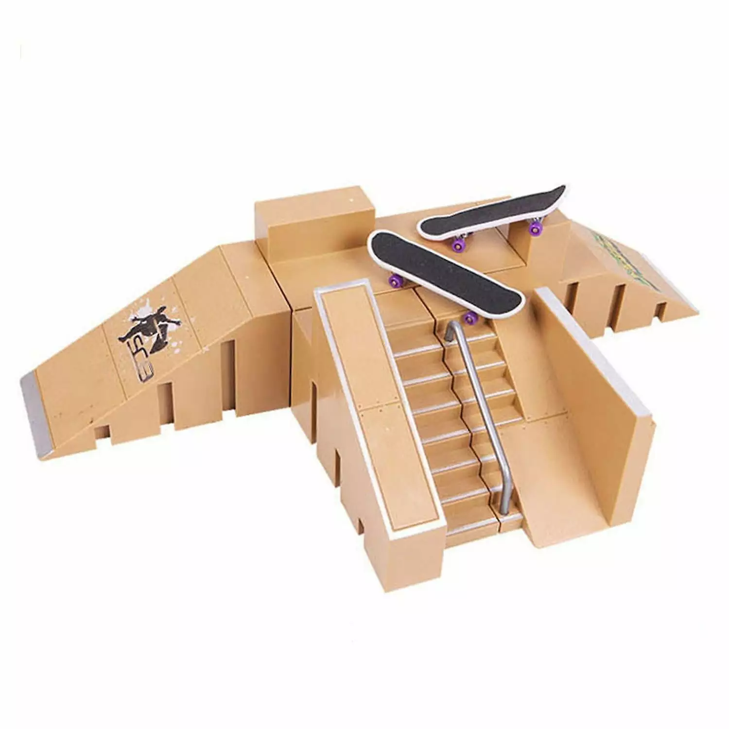 HAOSU 1 Set Fingerboard Skate Park with Mini Skateboards Professional Ramps Part Desktop Competition Venue