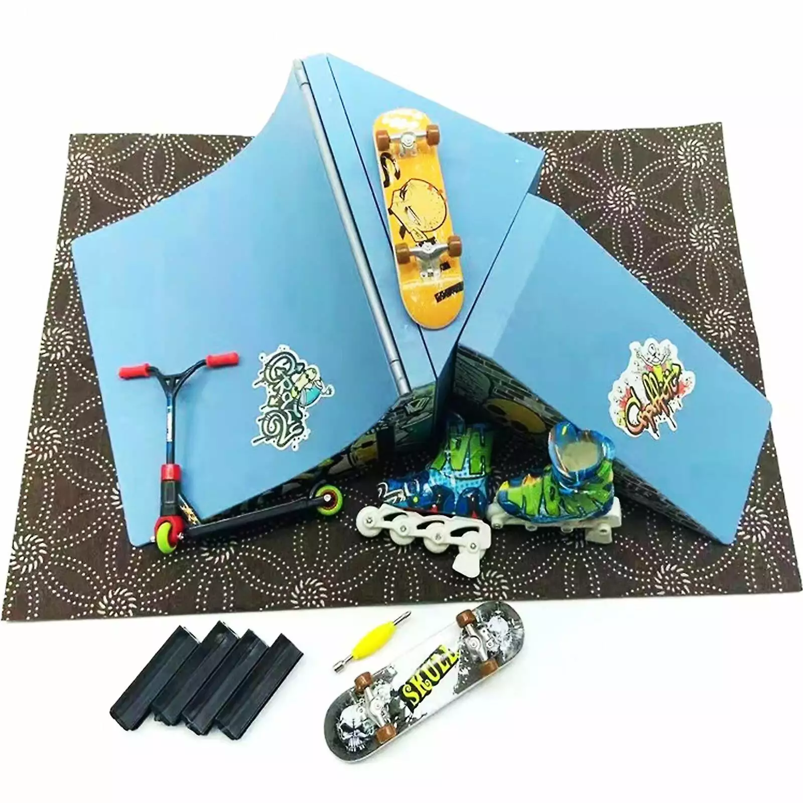 HAOSU Finger Skateboard Ramp Set - Mini Skateboard For Fingers.Cultivates Hand-eye Coordination.Exercise Reaction Ability