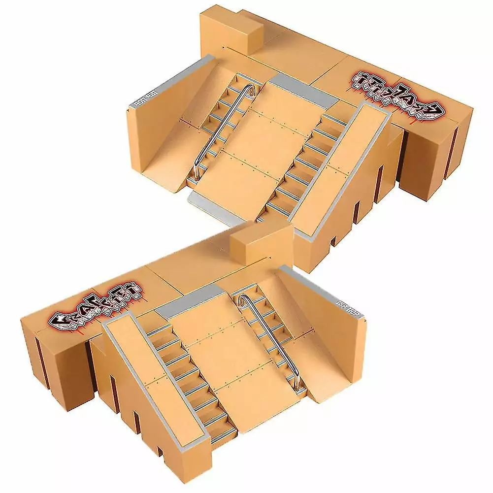 HAOSU Mini Alloy Finger Skating Board Venue Combination Toys Children Skateboard Ramp Track Educational Toy Set