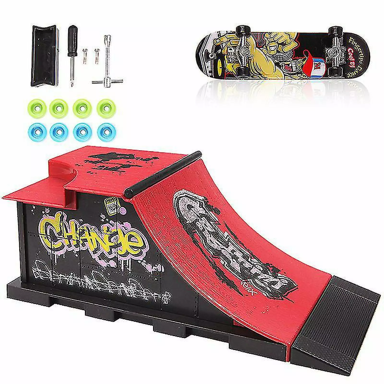 HAOSU Mini Finger Skateboards Skate Park Ramp Parts Deck Sport Game For Kids (Only One Ramp Scene )