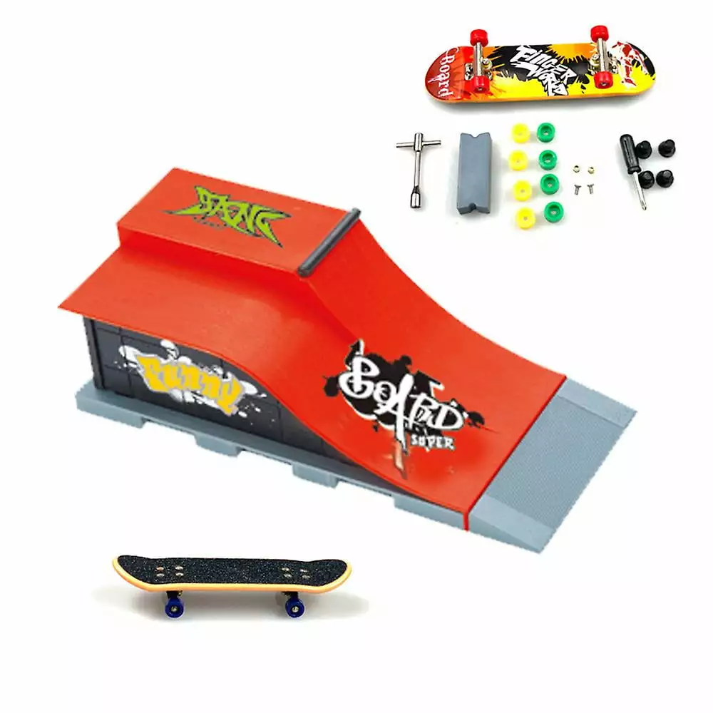 HAOSU Mini Fingerboard Ramp Set Half Pipe Ramp For Fingers Skateboards Training Props Interactive Freestyle Skate Game For Adult Kid