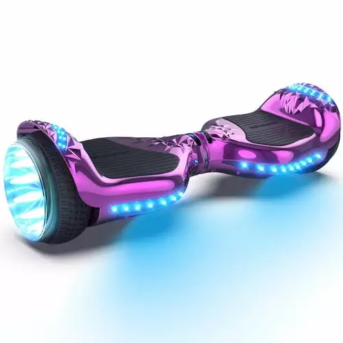 HOVERSTAR Crystal Light Wheel Hoverboard. 6.5 inch New Version Bluetooth Hover Board. Chrome and Design Color Self-Balance Electric Scooter