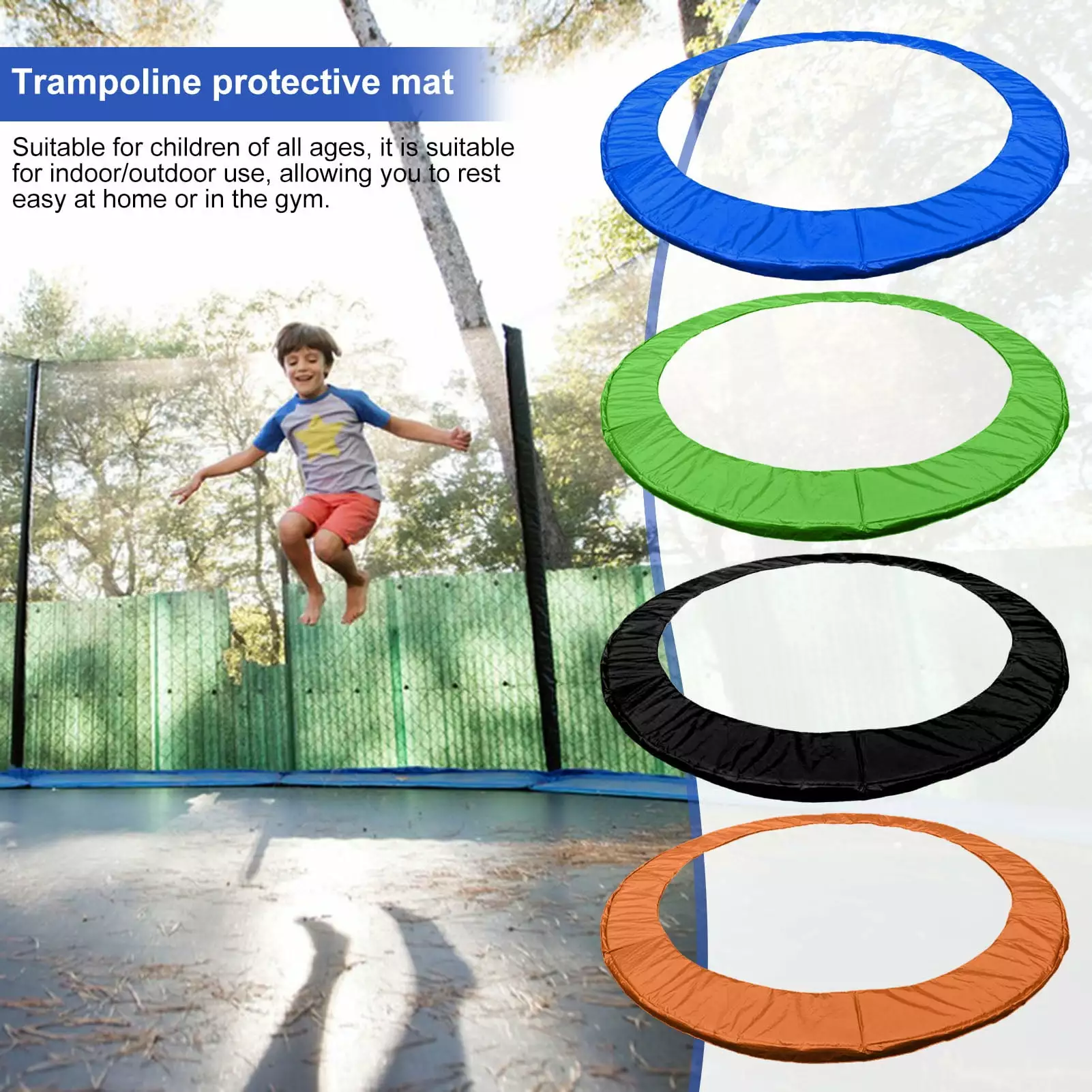 HZLXW 6/8/10FT Trampoline Pad Round Spring Cover Waterproof PVC Trampoline Edge Protection Sponge Padding Safety Ring Mat Cushion Replacement Trampoline Accessories