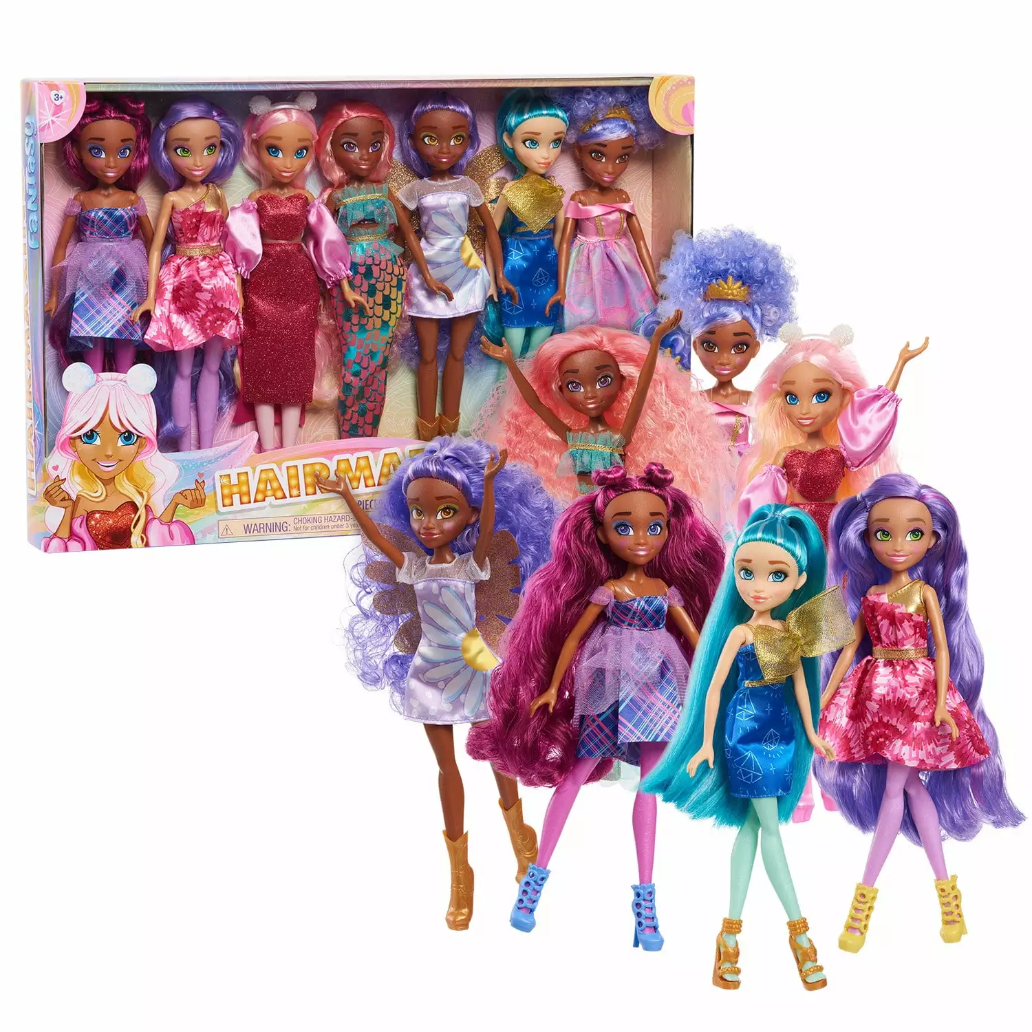 Hairmazing Fantasy Fashion Dolls 7-Pack. Kids Toys for Ages 3 up