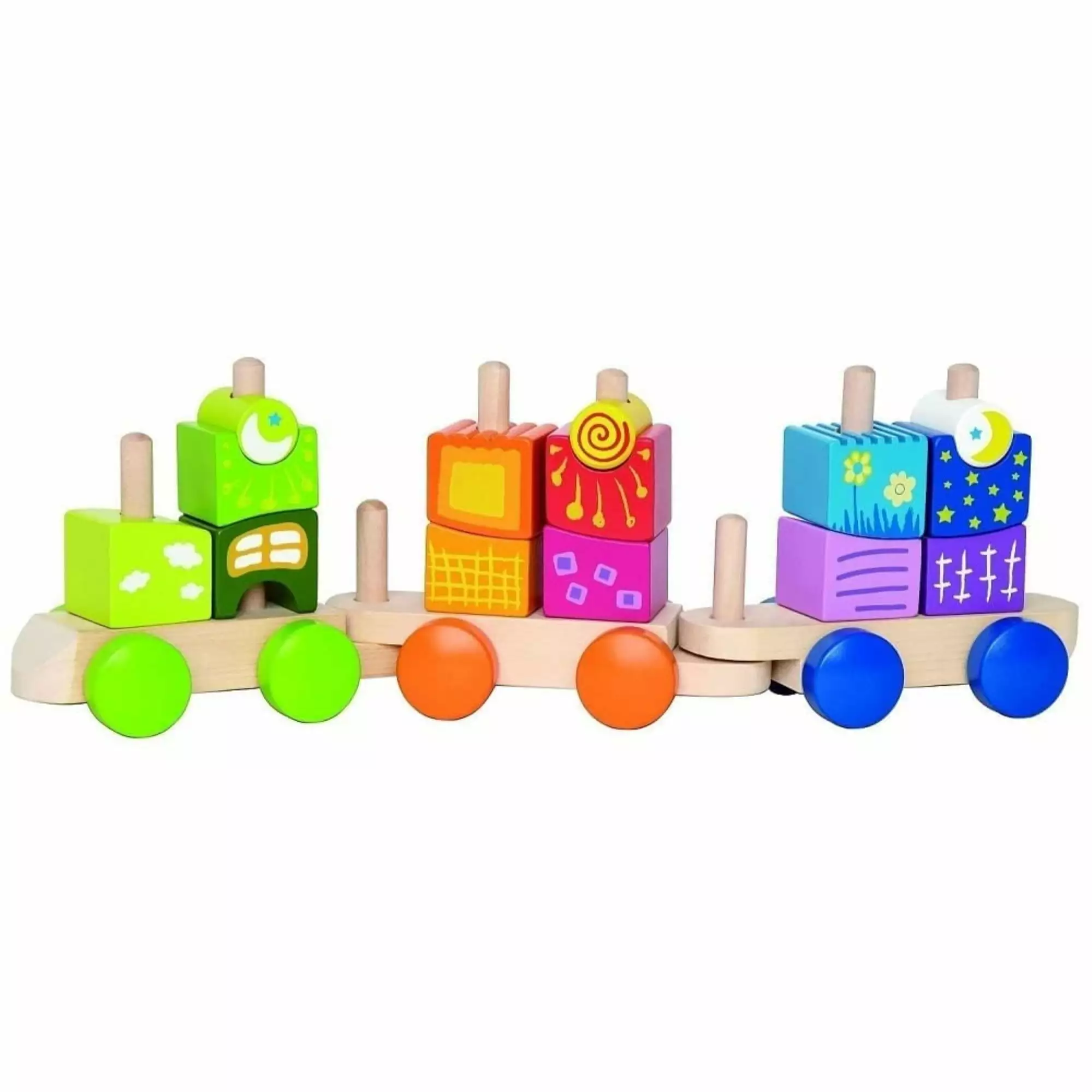 Hape Fantasia Block Train Wood Multicolored 17 pc