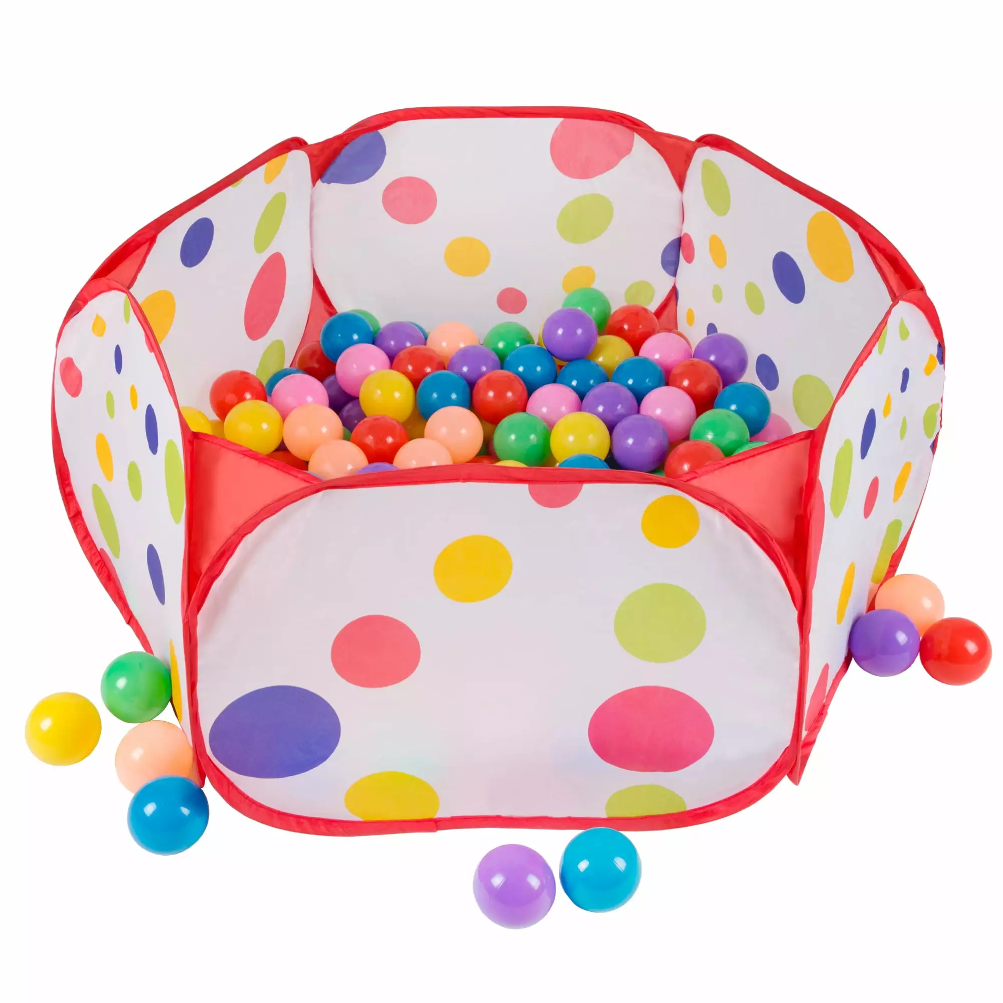 Hey! Play! Kids Pop-up Six-sided Ball Pit Tent with 200 Colorful and Soft Crush-Proof Non-toxic Plastic Balls for Toddlers Boys and Girls