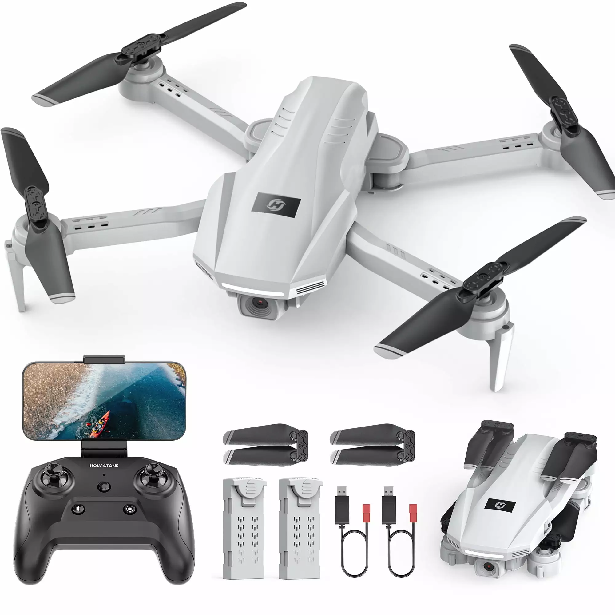 Holy Stone HS130 Drone with 1080P HD Camera for Adults and Kids. FPV drone with One Key Start and Land. Altitude Hold and Headless Mode. 2 Batteries. 2024 New. Grey