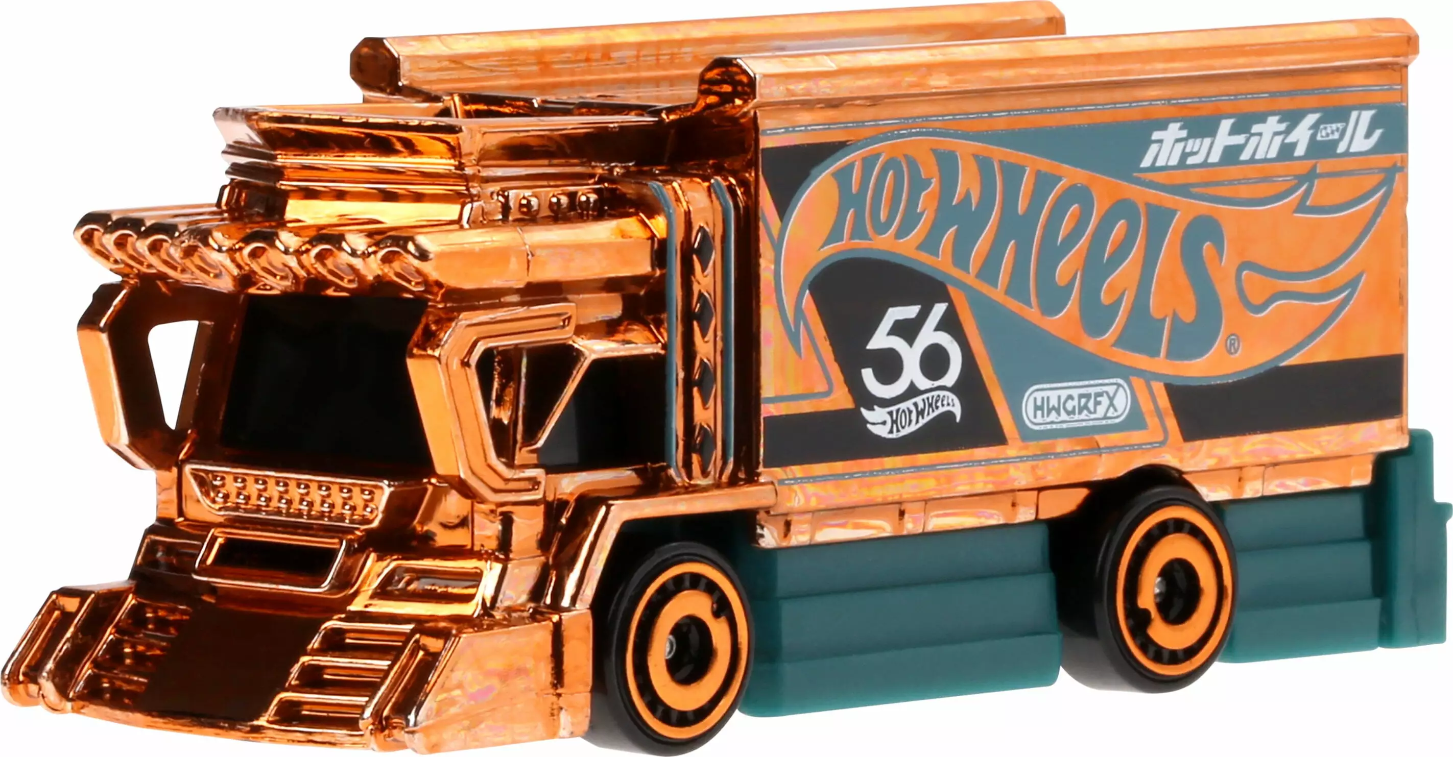 Hot Wheels 1:64 Scale Die-Cast Toy Car or Truck with Turquoise- & Copper-Colored Deco (Styles May Vary)