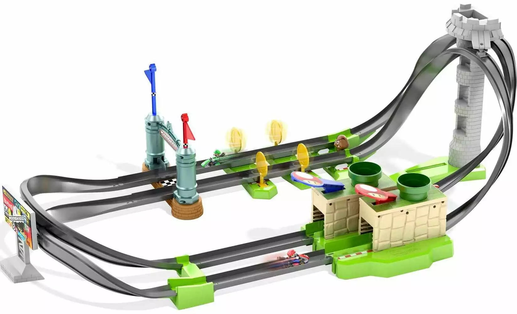 Hot Wheels Mario Kart Circuit Lite Track Set with 1:64 Scale Toy Die-Cast Kart Vehicle & Launcher