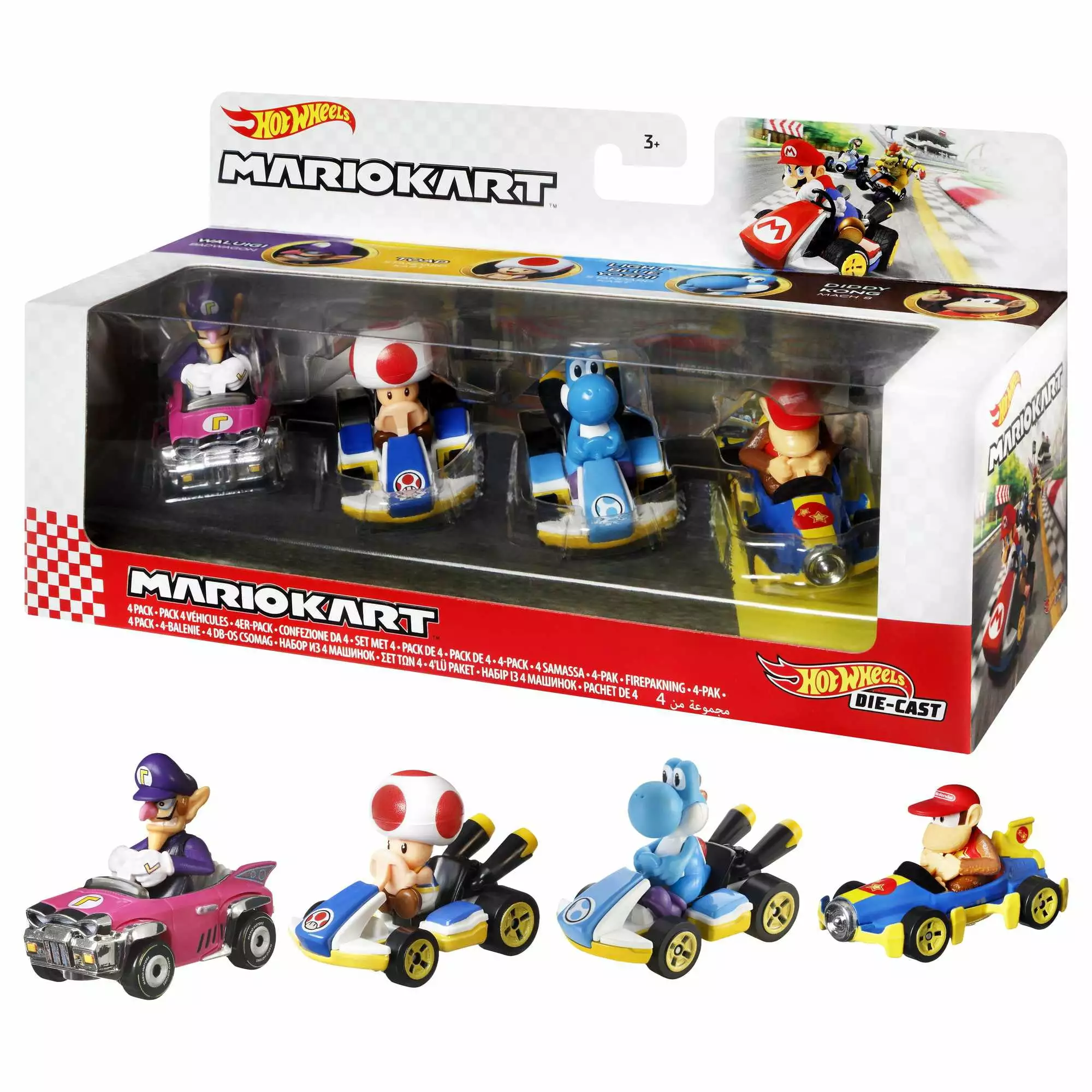 Hot Wheels Mario Kart Set of 4 Toy Character Vehicles. Includes 1 Exclusive Mario Toy (Styles May Vary). 0.68 lb