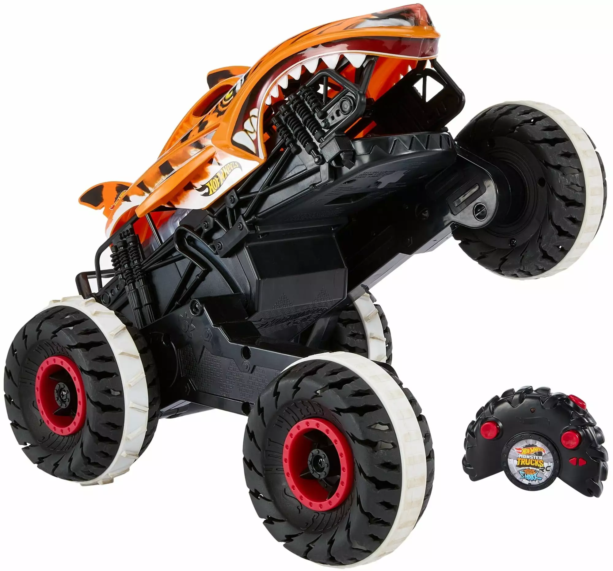 Hot Wheels Monster Trucks Battery-Powered Unstoppable Tiger Shark RC in 1:15 Scale