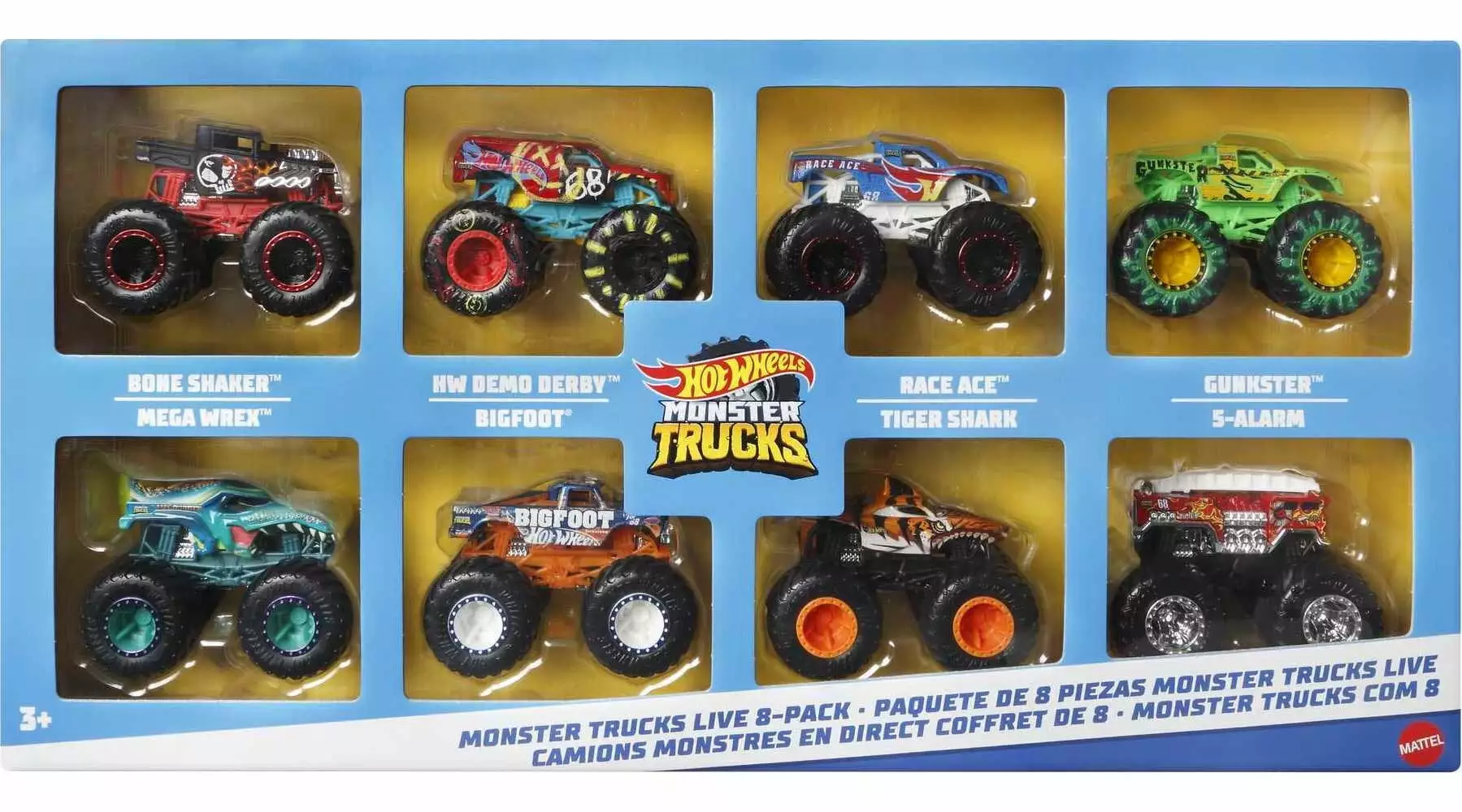 Hot Wheels Monster Trucks Live 8-Pack toy Trucks Gift for Kids 3 Years & Up