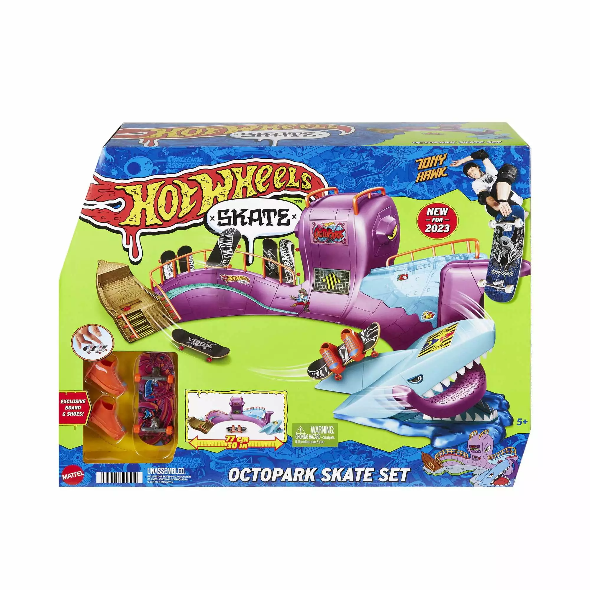 Hot Wheels Skate Octopark Playset. With Exclusive Fingerboard and Skate Shoes