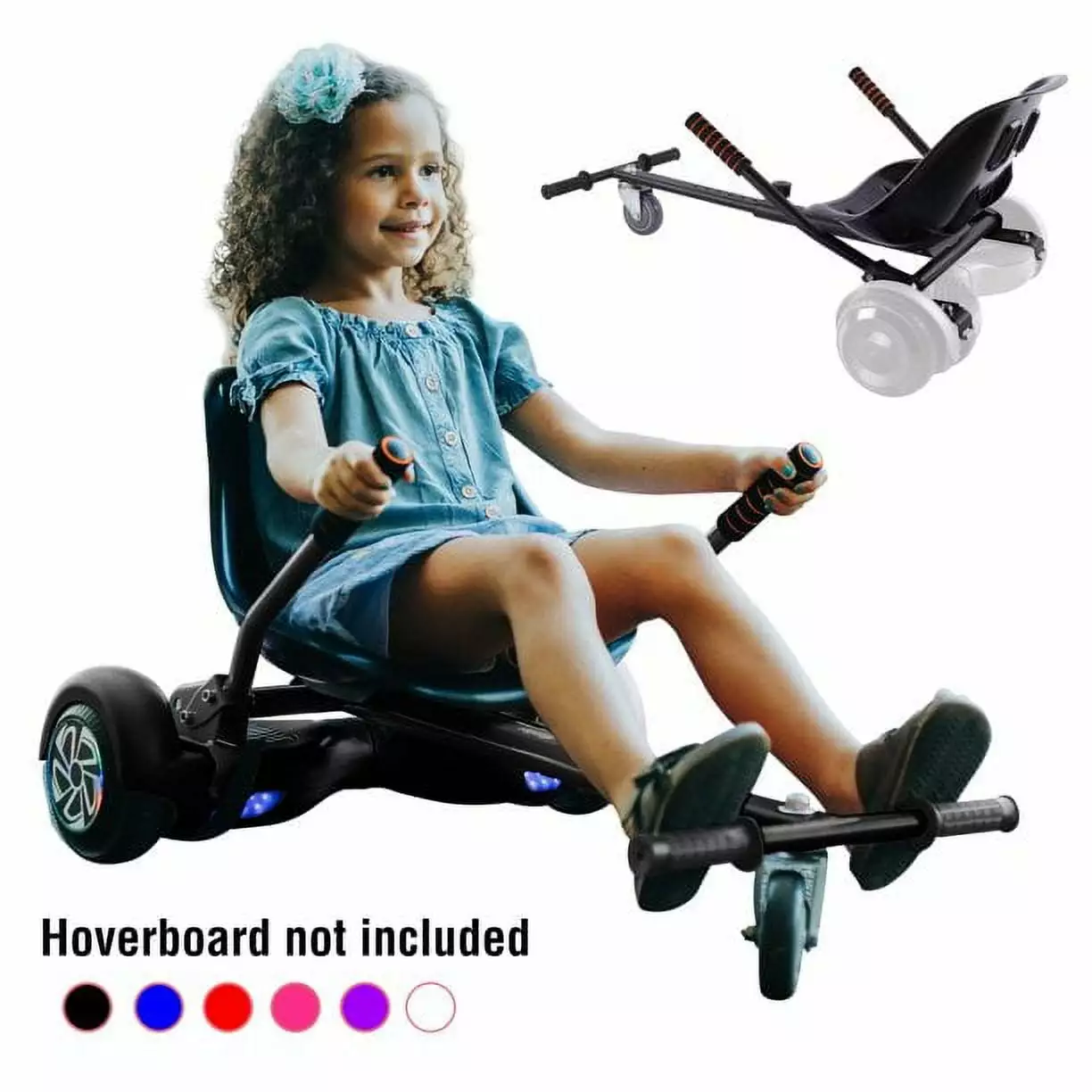 Hoverboard Go Kart. Hover Cart. Buggy Attachment for 6.5/8/10 Hover Boards. Hover Board Accessory to Transform Hover Boards into Go Karts. Black