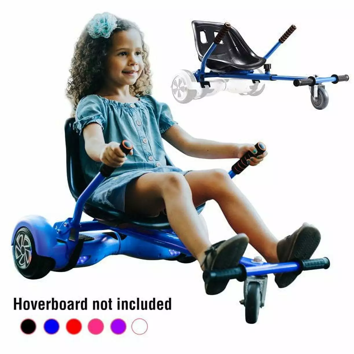 Hoverboard seat Attachment. Hoverboard go Kart for Adults & Kids. Accessories to Transform Hoverboard into go cart. Hover carts for self Balancing Scooter. Blue