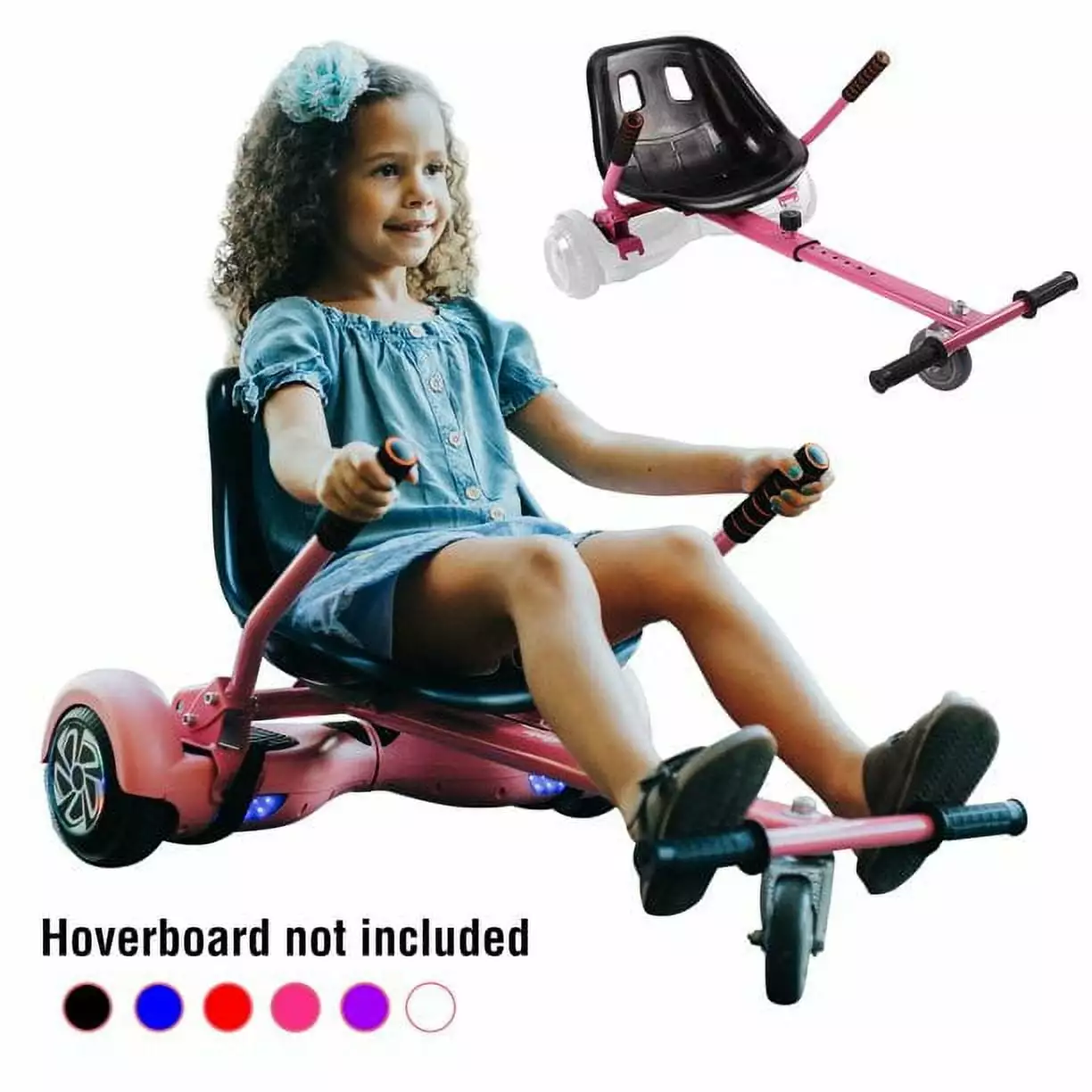 Hoverboard seat Attachment. Hoverboard go Kart for Adults & Kids. Accessories to Transform Hoverboard into go cart. Hover carts for self Balancing Scooter. Pink