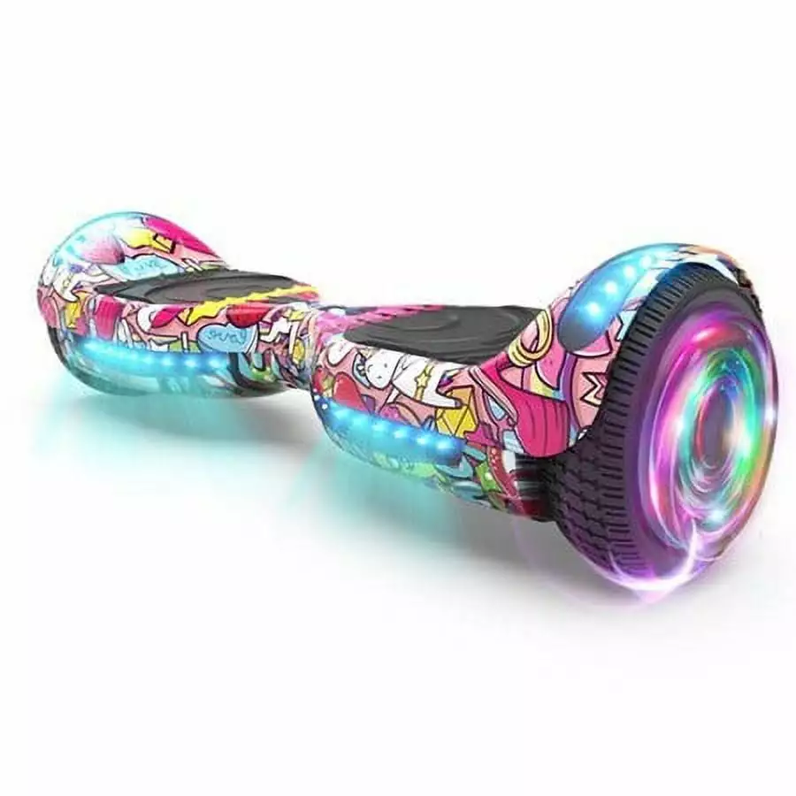 Hoverstar Flash Wheel Hoverboard 6.5 In.. Bluetooth Speaker with LED Light. Self Balancing Wheel. Electric Scooter. Unicorn