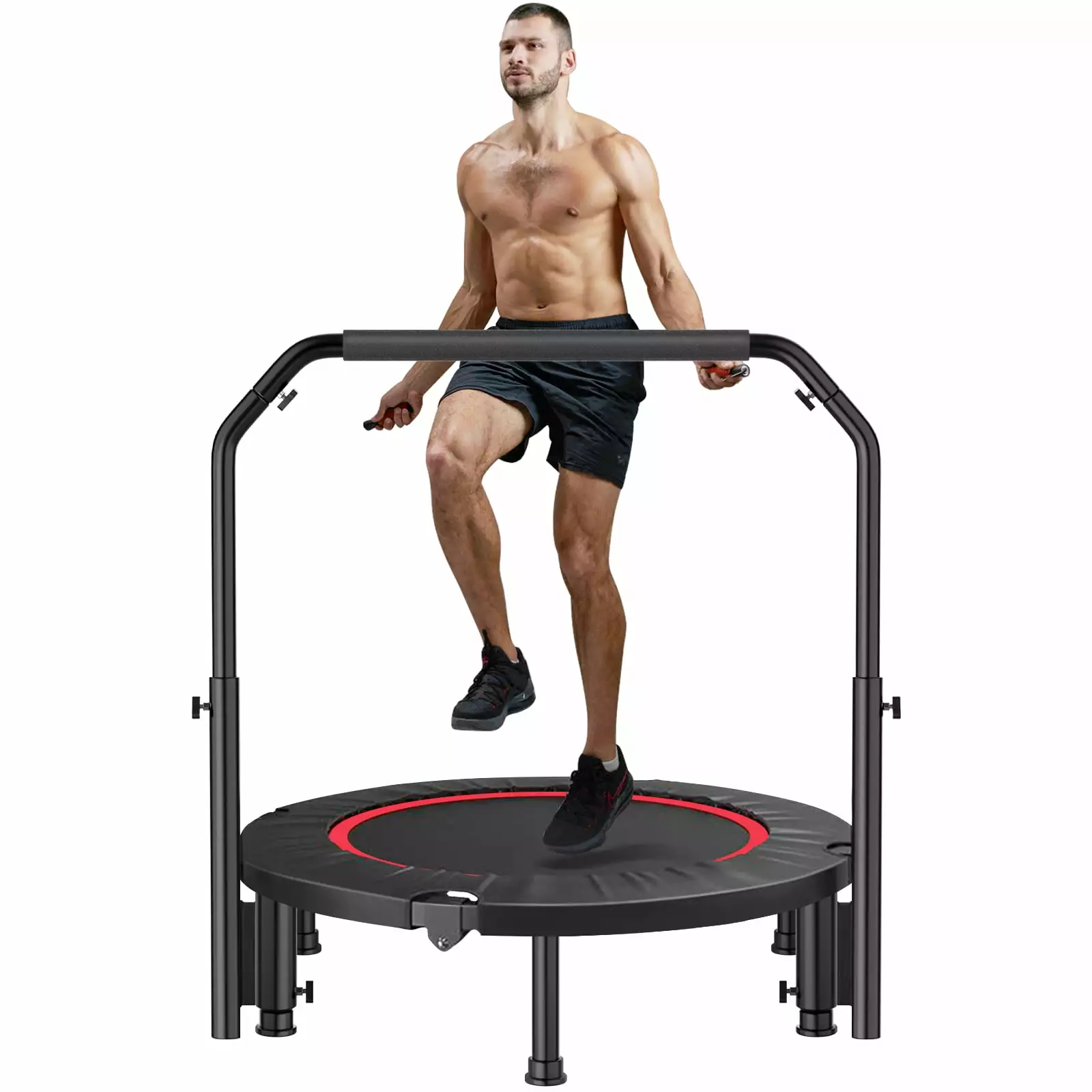 Huracan 40 Mini Trampoline Foldable Fitness Trampoline Exercise Trampoline for Adult Rebounder Trampoline with Adjustable Foam Handle for Indoor Outdoor Workout Max Load 300Lbs