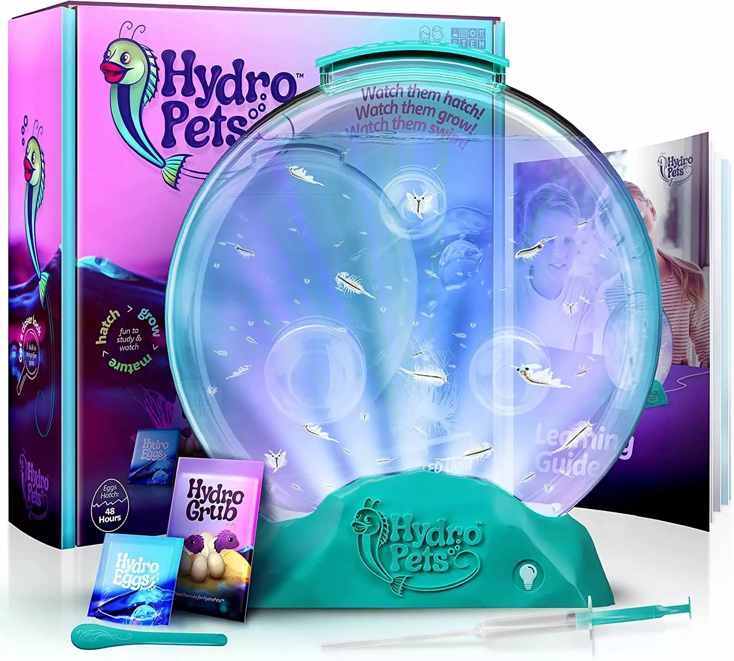 HydroPets Live Sea Pets Habitat Kit. Light Up Tank - Hatch & Grow Aquatic Pets Gift Science Experiments Kits - Educational STEM Kids Toys for Boys & Girls Age 6-12