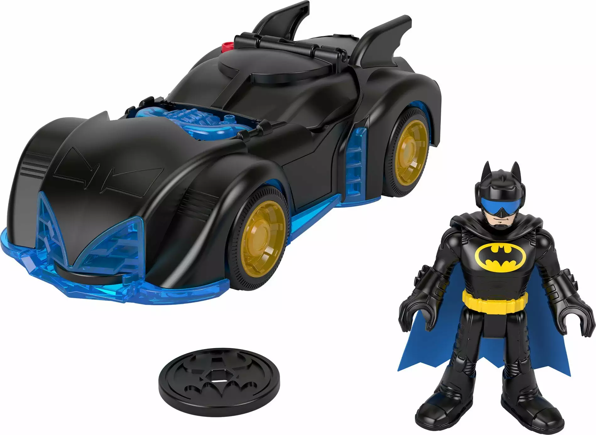 Imaginext DC Super Friends Shake & Spin Batmobile and Batman Figure Set. 4 Pieces