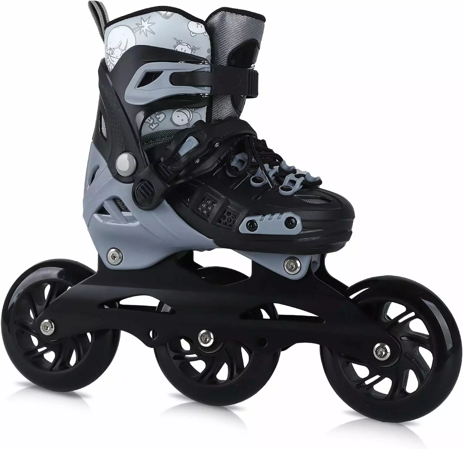 Inline Skates. 3 Wheels 100mm | 4 Sizes Adjustable Inline Speed Skates for Kids. Boys. Girls. Teens - Professional Outdoor Fitness Performance Inline Skates