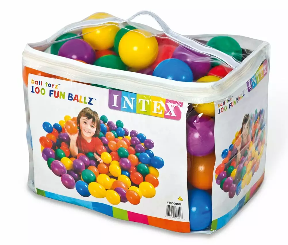 Intex Fun Ballz 100 Multi Colored 3 inch Plastic Balls for Ages 2 and up