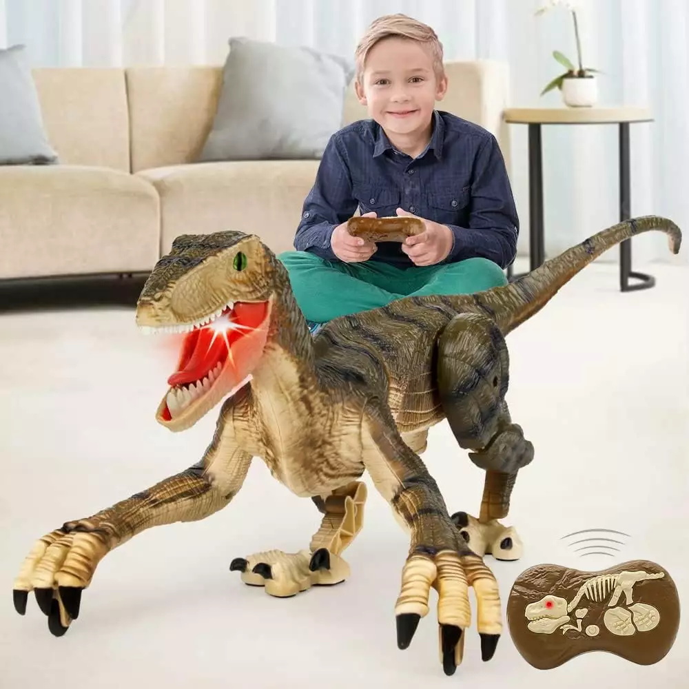 JBee Ctrl Remote Control Dinosaur Toys for Kids Boys Girls Walking Robot RC T-Rex with Lights and Sounds Dinosaur Toy Gifts for Boys Age 3-5. 5-7. 8-12 Years Old - Brown