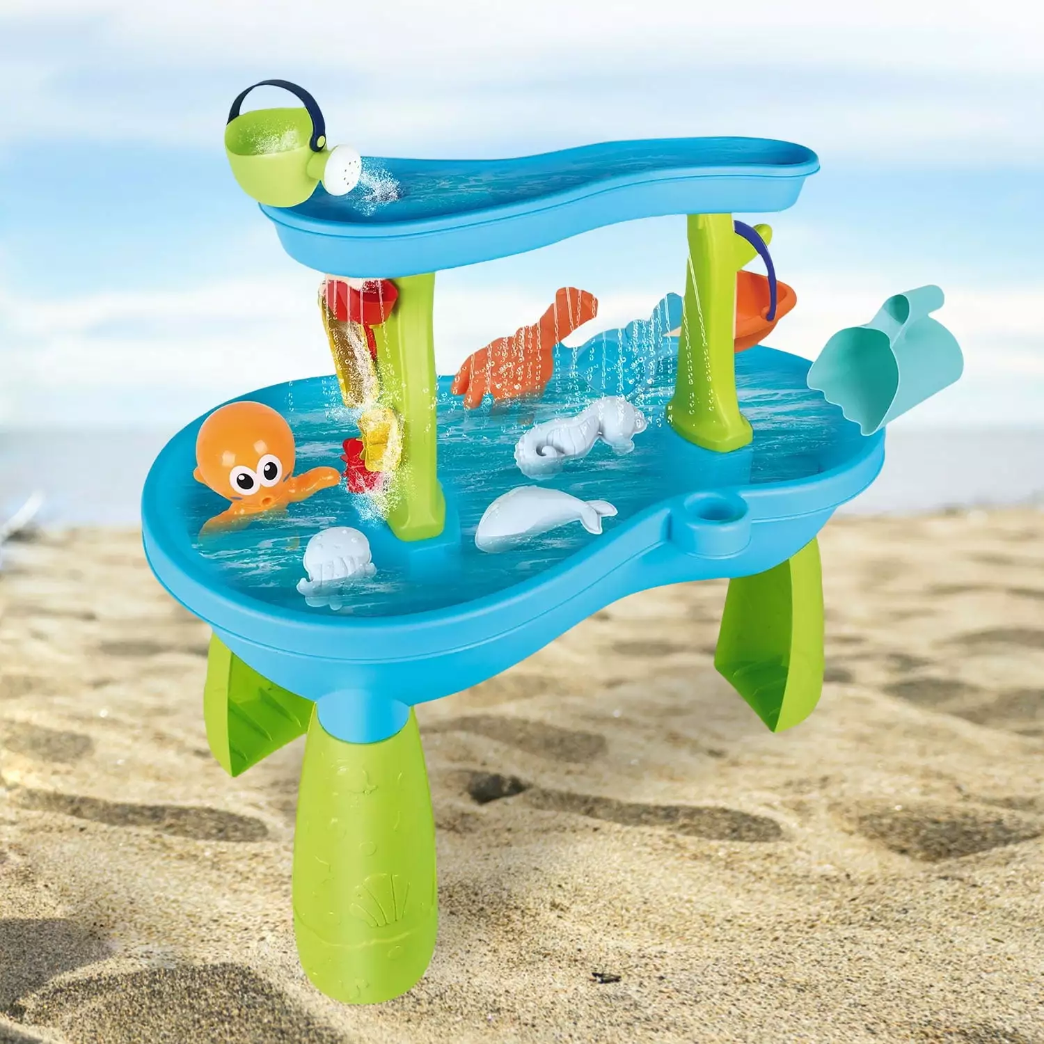 JUGAAD LIFE Water Table Toys for Toddlers. 2-Tier Rain Showers Splash Pond Water Table. Summer Outdoor Activity Water Play Table Toys for Toddlers Kids Age 1-3 3-5