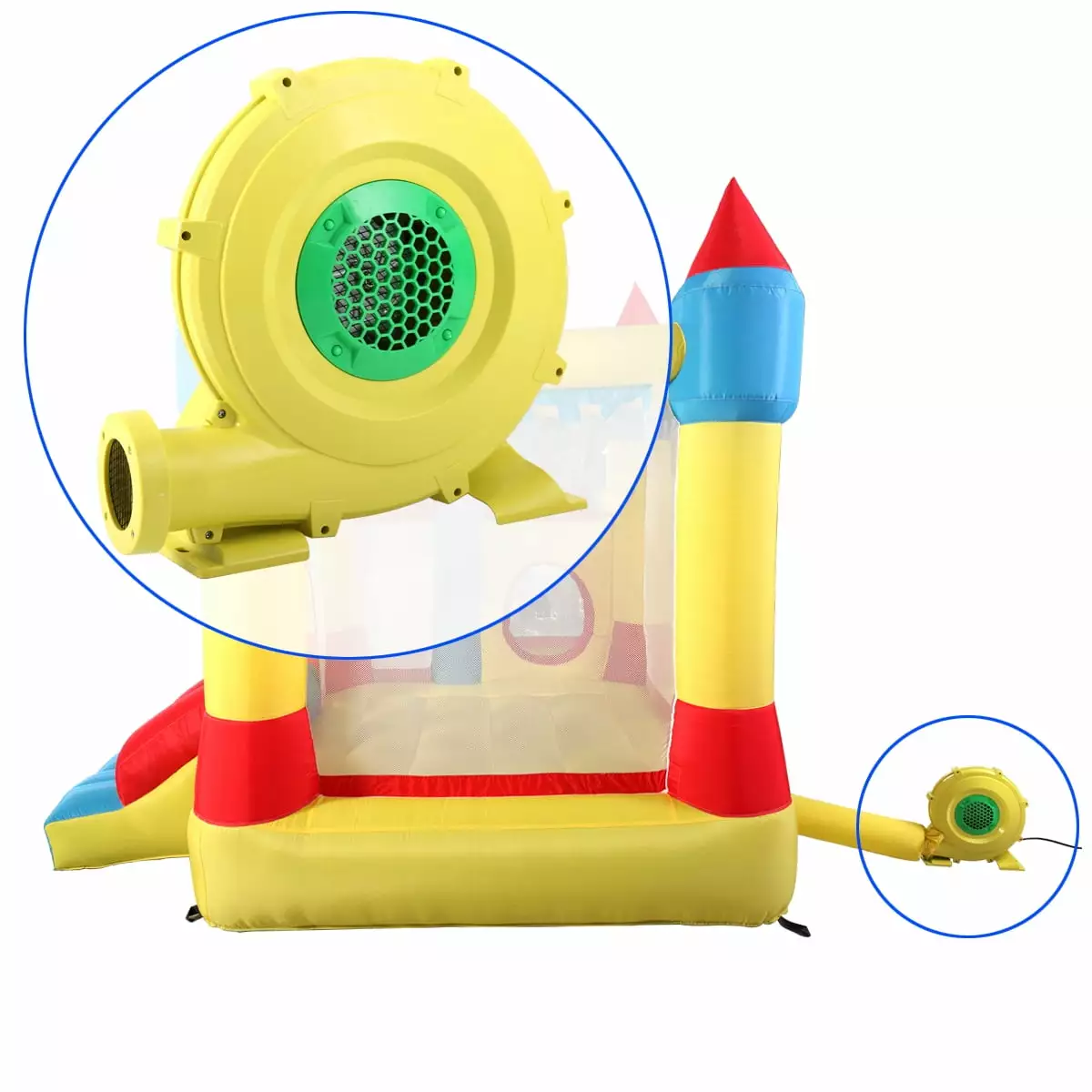 Jaxpety 680 Watt 1.0HP Air Blower Pump Fan for Inflatable Bounce House Bouncy Castle. Yellow