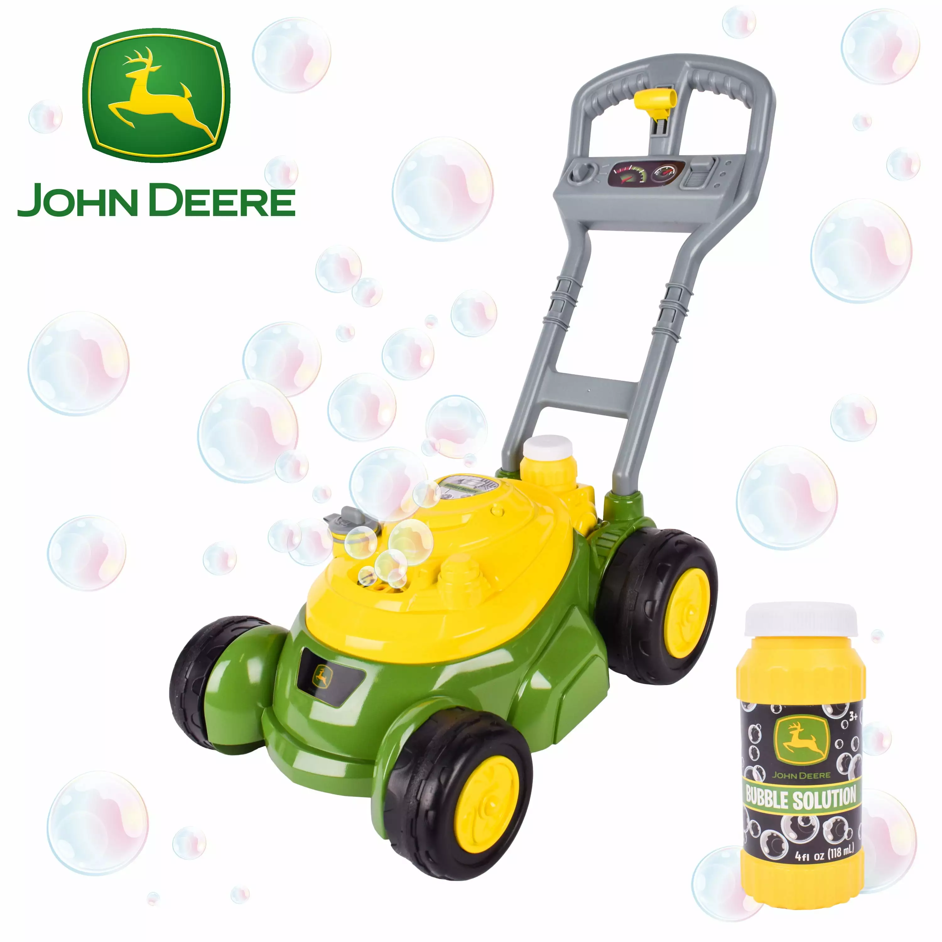 John Deere Bubble-N-Go Toy Lawn Mower Automatic Bubble Machine No Batteries Required Age 3+ Years